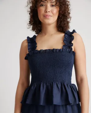 100% European Linen Smocked Peplum Tank
