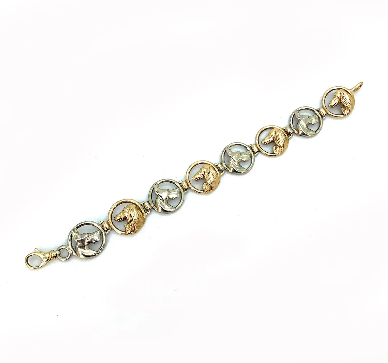 14K Two-Tone Gold Great Dane & Daschund Link Bracelet