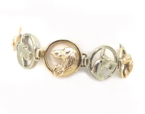 14K Two-Tone Gold Great Dane & Daschund Link Bracelet