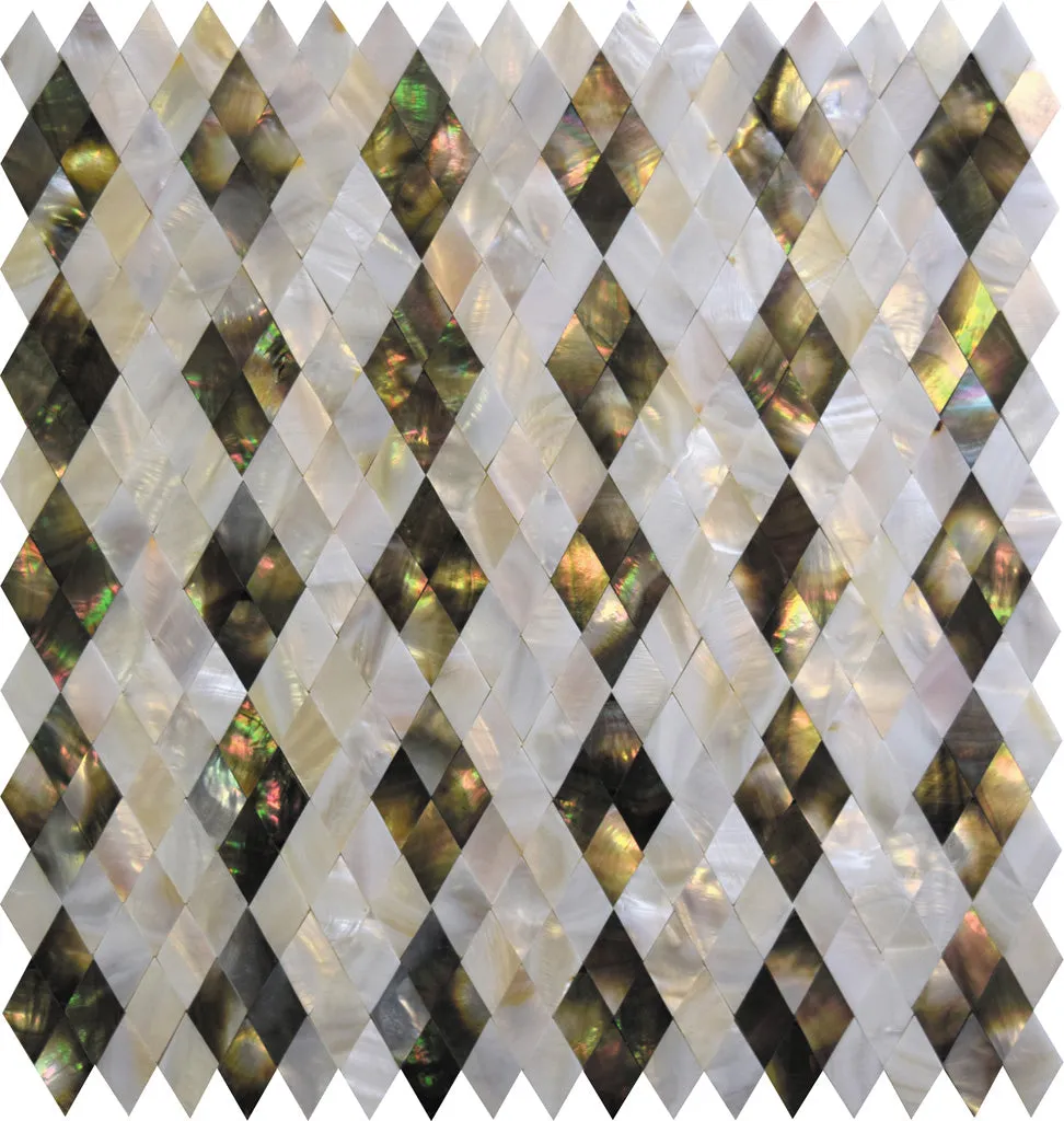 20 pack White 11.8 in. x 12 in. Polished Mother of Pearl Diamonds Wall Mosaic Tile (19.99 sq ft/case)