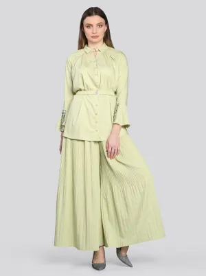 2104013- Wide Leg Pleated Palazzo Pants