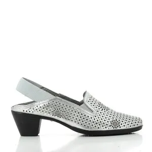 24 Hrs 23598 Silver Slingback Low Heels