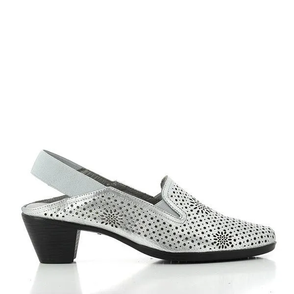 24 Hrs 23598 Silver Slingback Low Heels