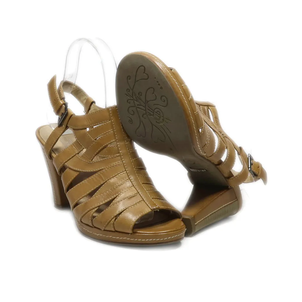 5Th Avenue High-Heel Shoes Leather Brown Colour For Women