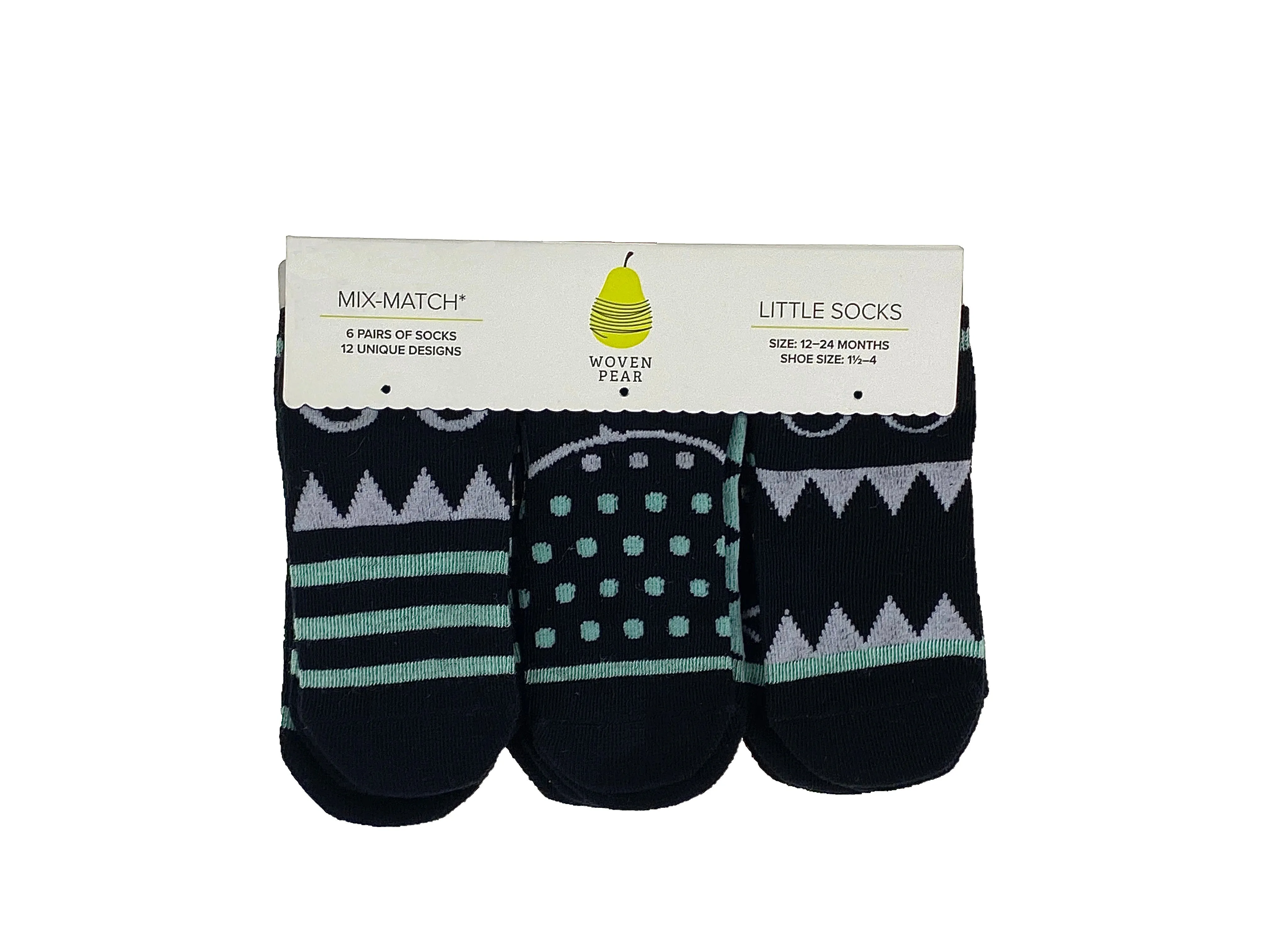 6 Pairs Little Monster Socks - Size 12-24 Months