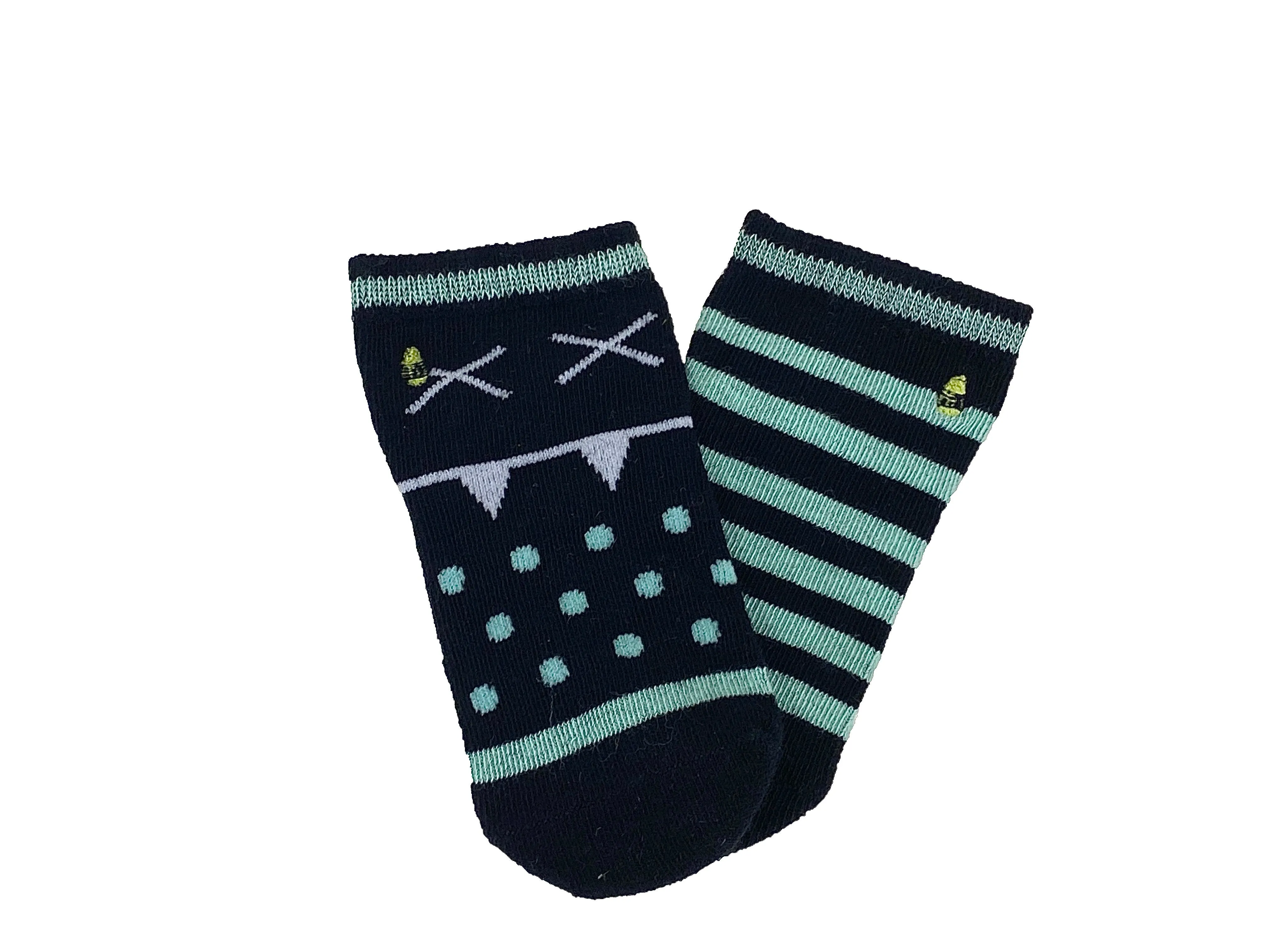 6 Pairs Little Monster Socks - Size 12-24 Months