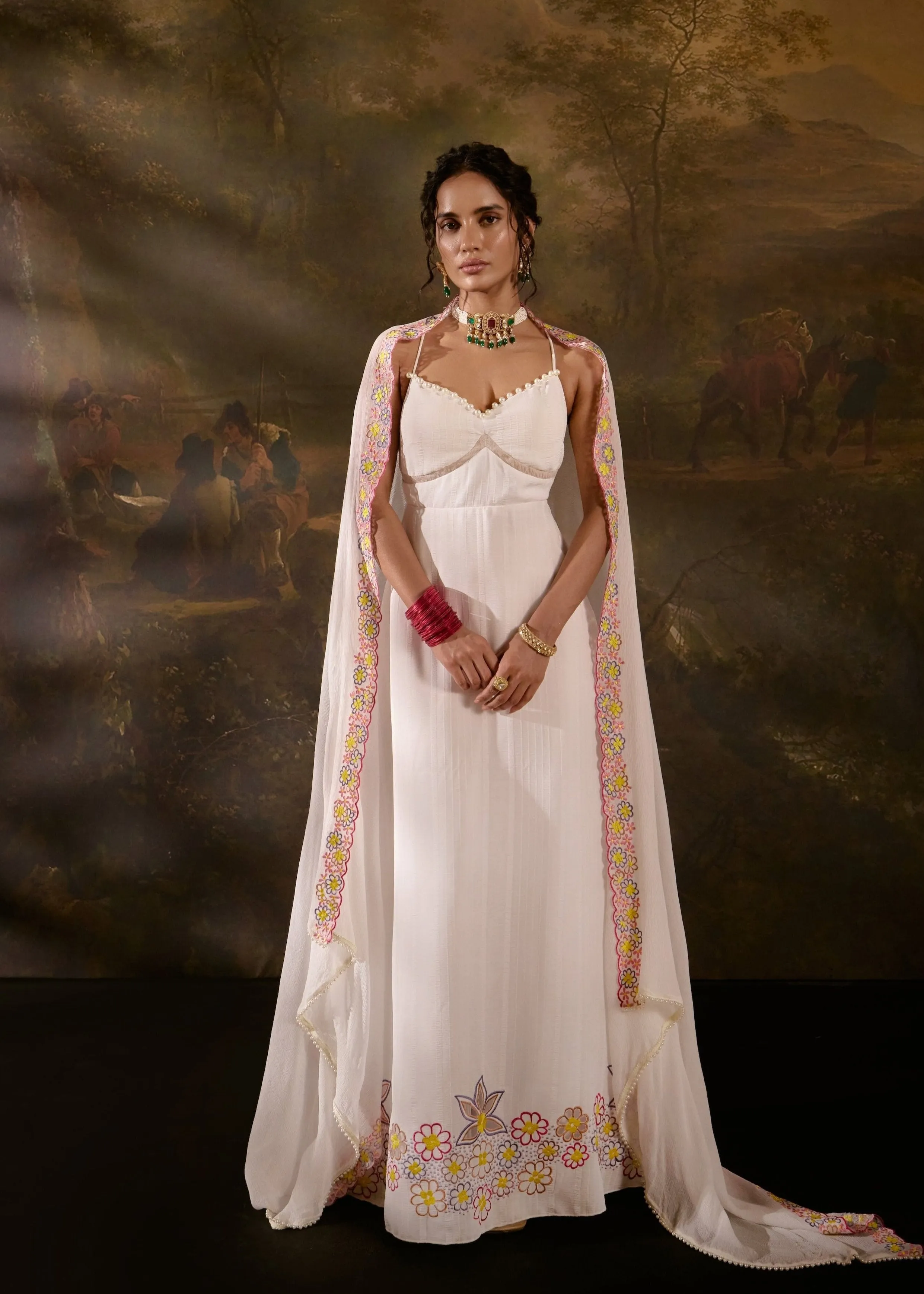 Aadyasha White Floral Embroidered Kurta Set