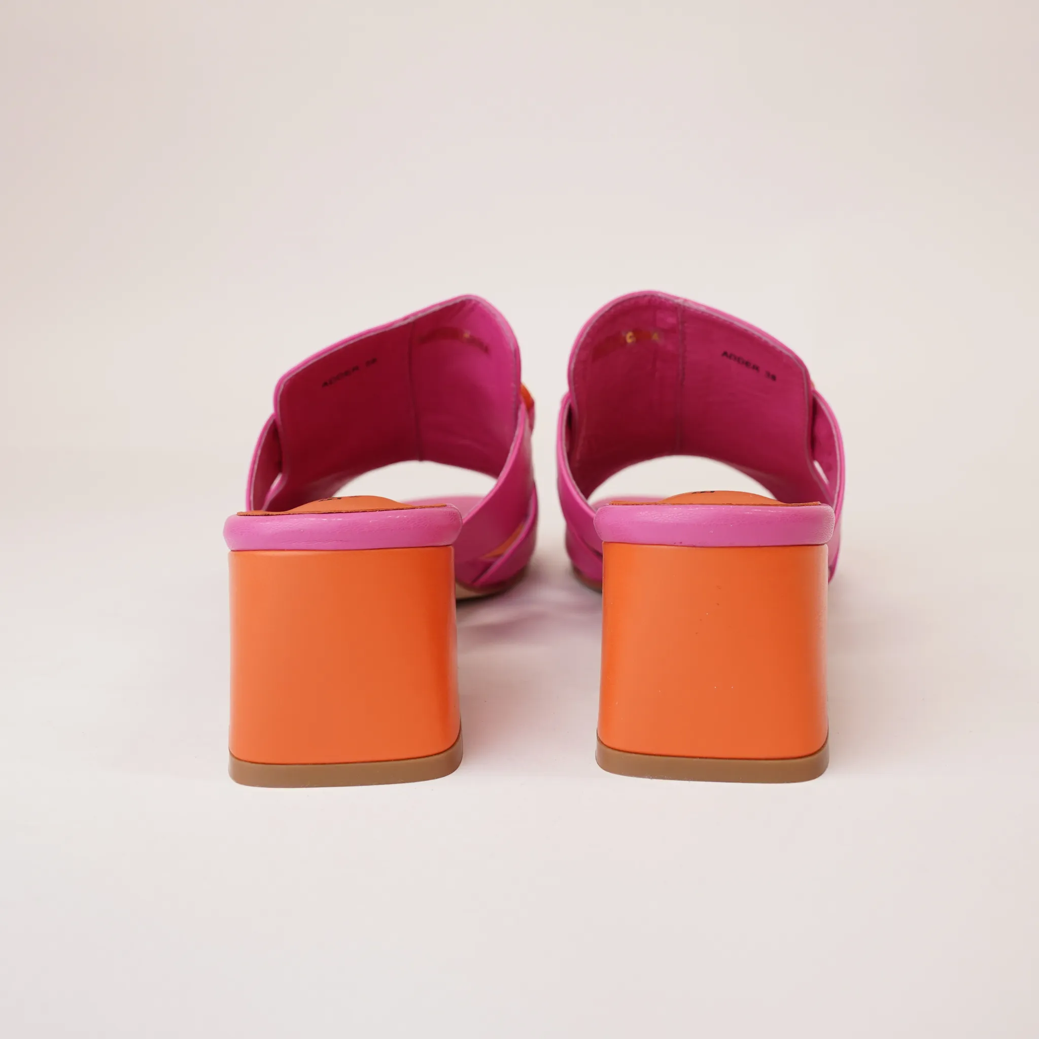 Adder Fuchsia/ Orange Leather Heels