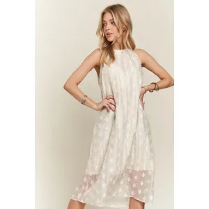 ADORA Applique Pearl Detail Grecian Neck Midi Dress