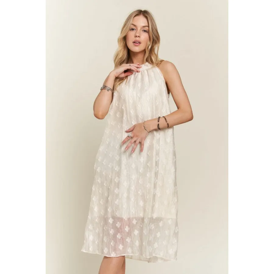 ADORA Applique Pearl Detail Grecian Neck Midi Dress