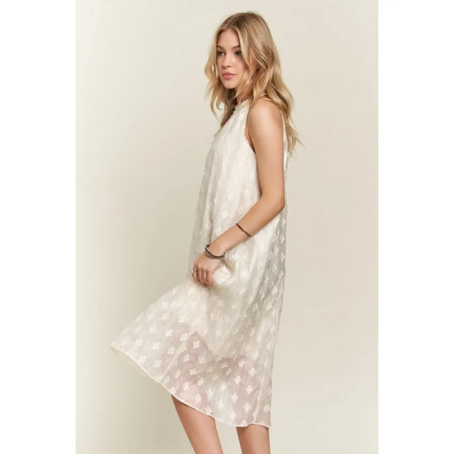ADORA Applique Pearl Detail Grecian Neck Midi Dress