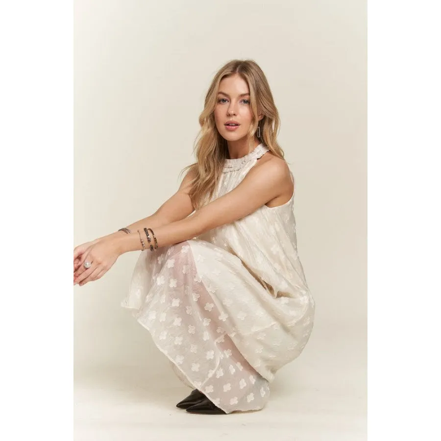 ADORA Applique Pearl Detail Grecian Neck Midi Dress