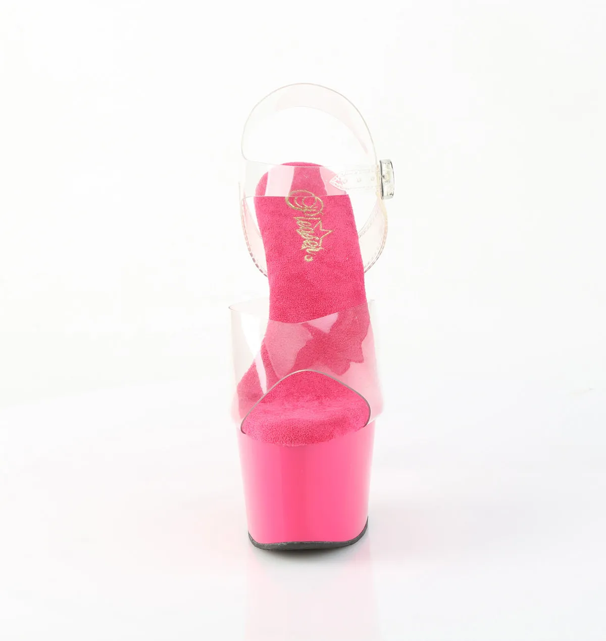 ADORE-708 Hot Pink & Clear Platform Heels