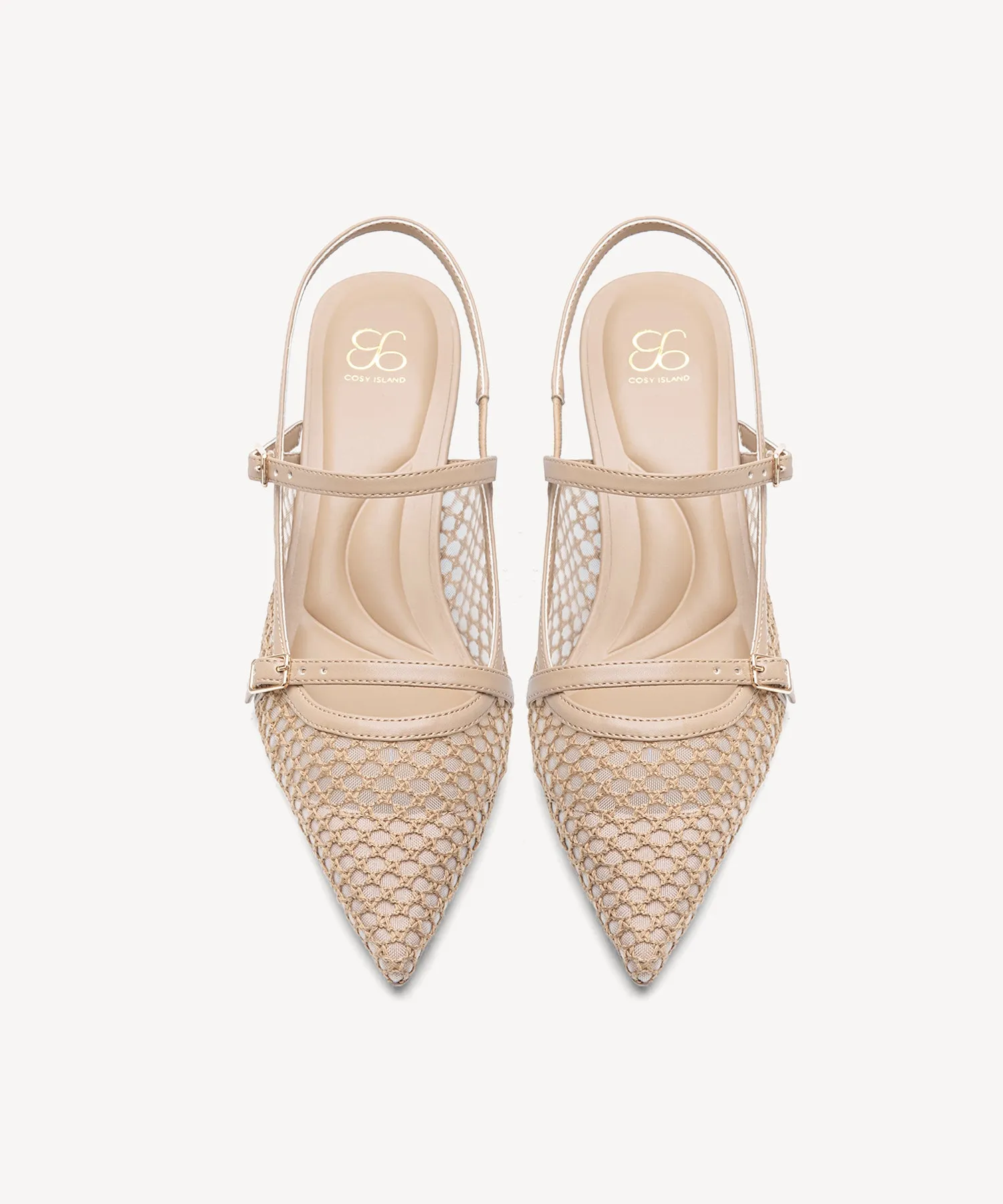 Airy Mesh Pointed Toe Heeled Slingback