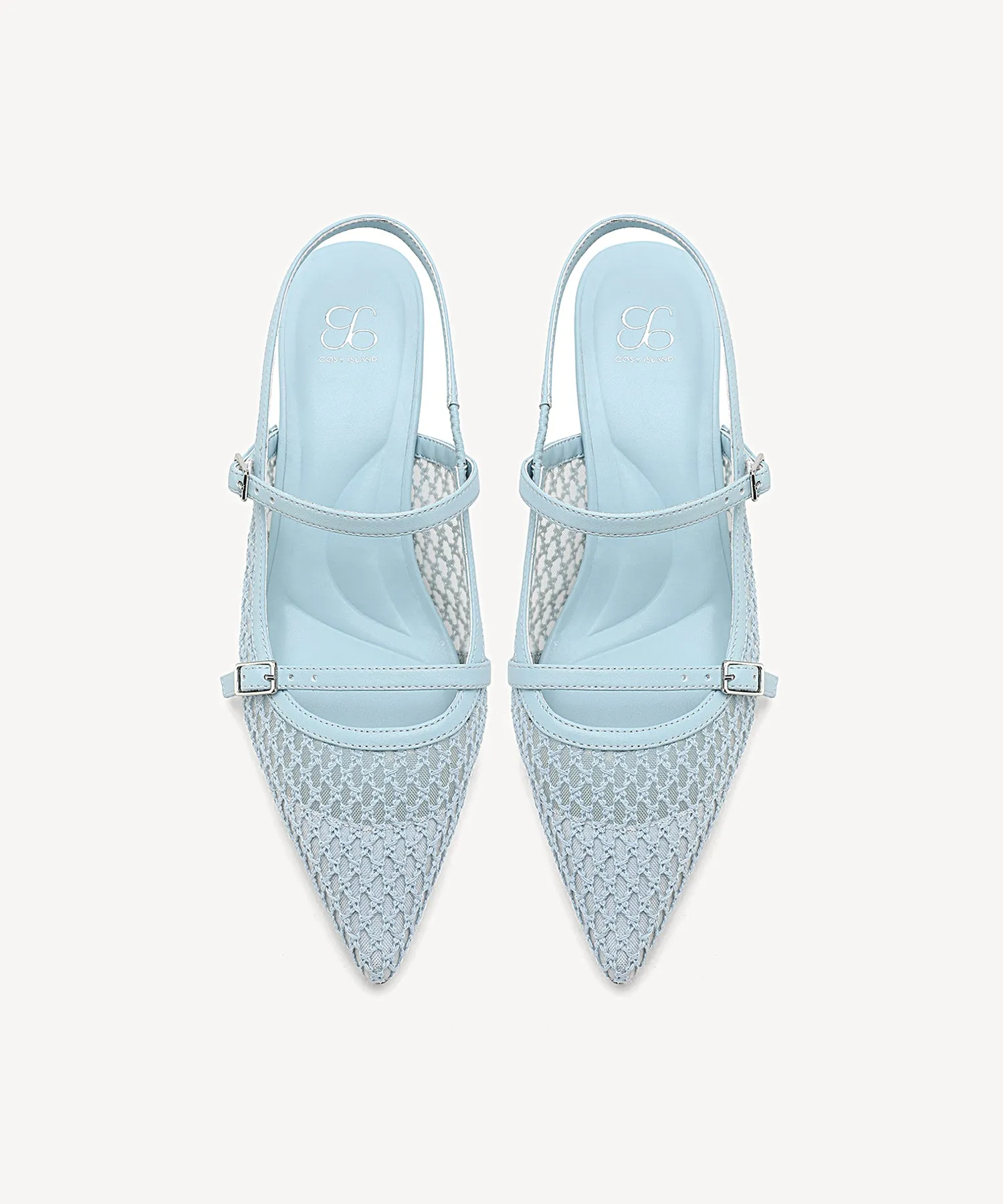 Airy Mesh Pointed Toe Heeled Slingback