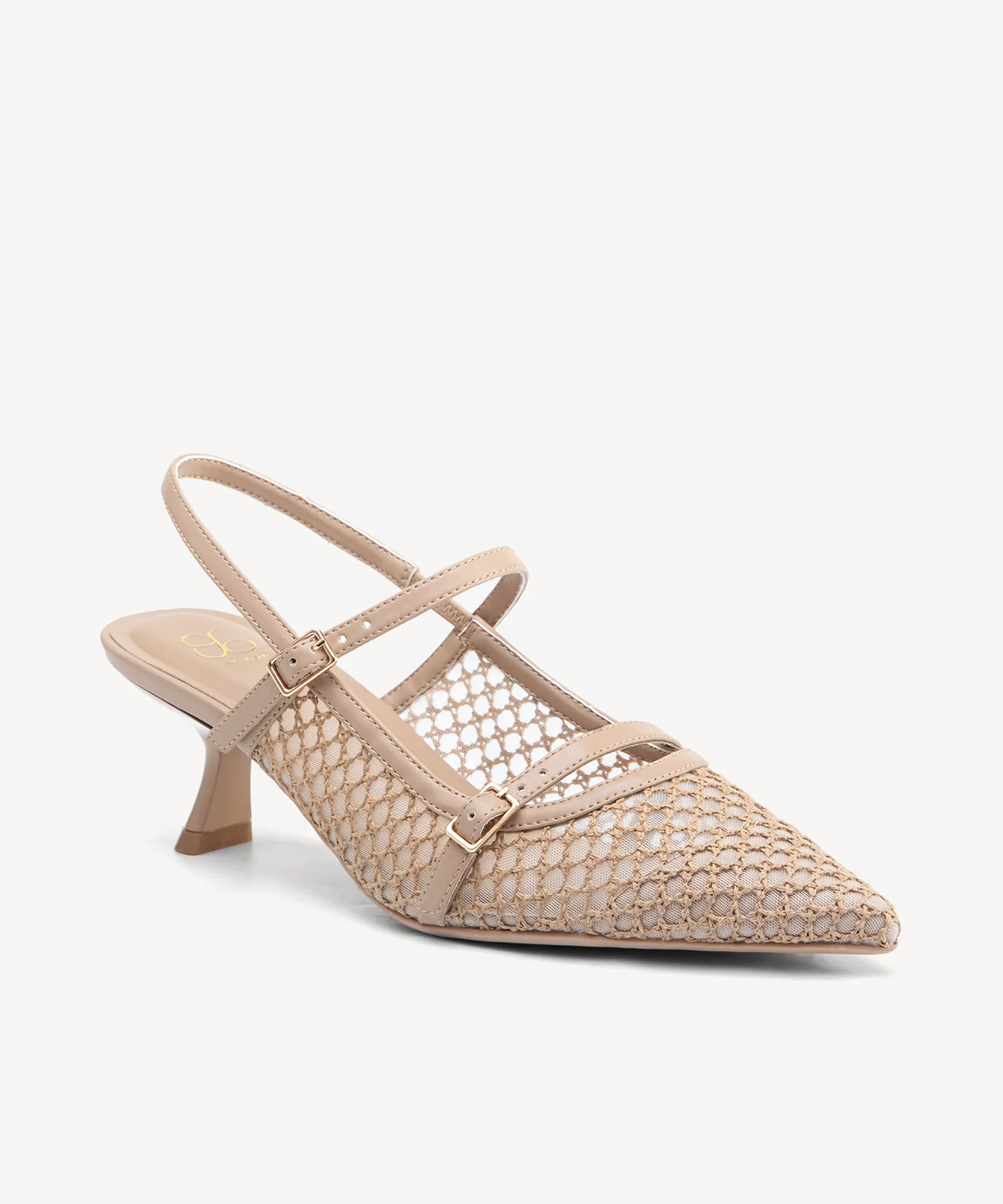 Airy Mesh Pointed Toe Heeled Slingback