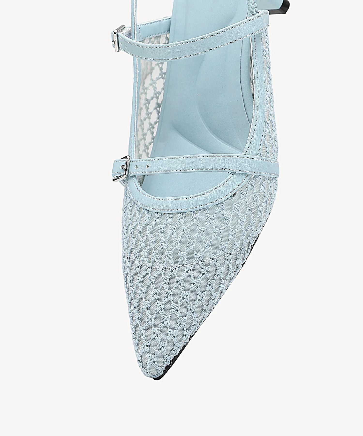 Airy Mesh Pointed Toe Heeled Slingback