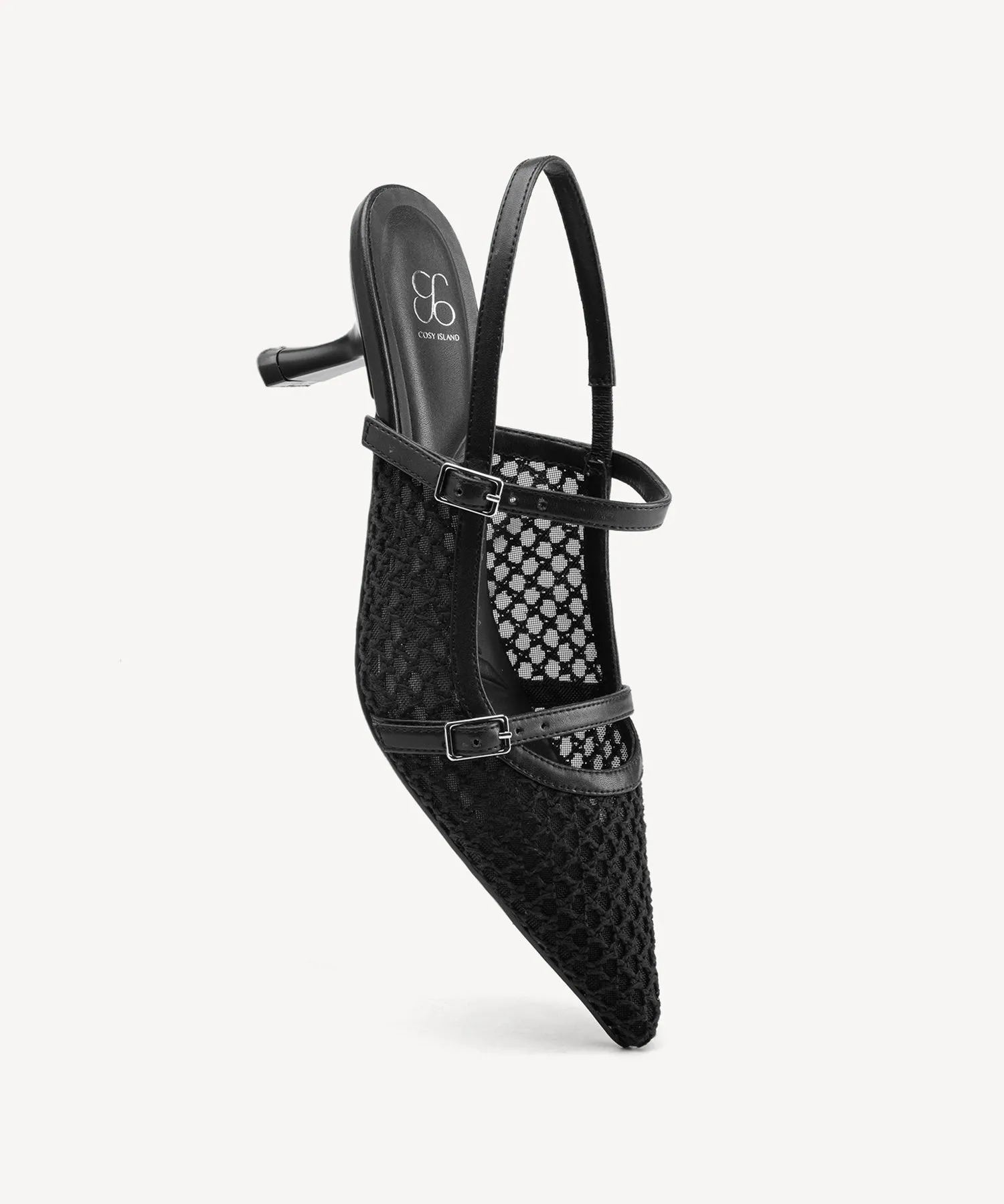 Airy Mesh Pointed Toe Heeled Slingback
