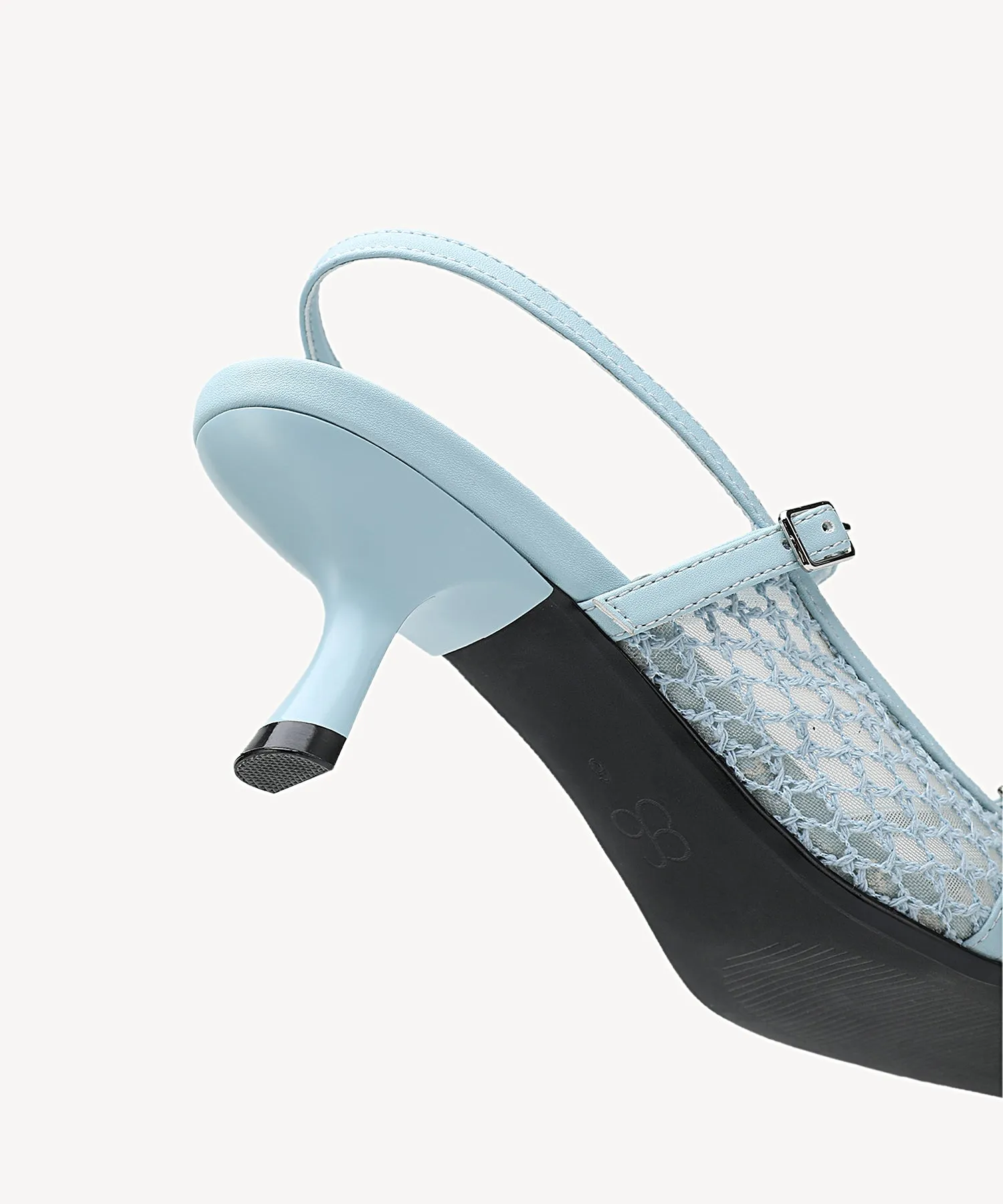 Airy Mesh Pointed Toe Heeled Slingback