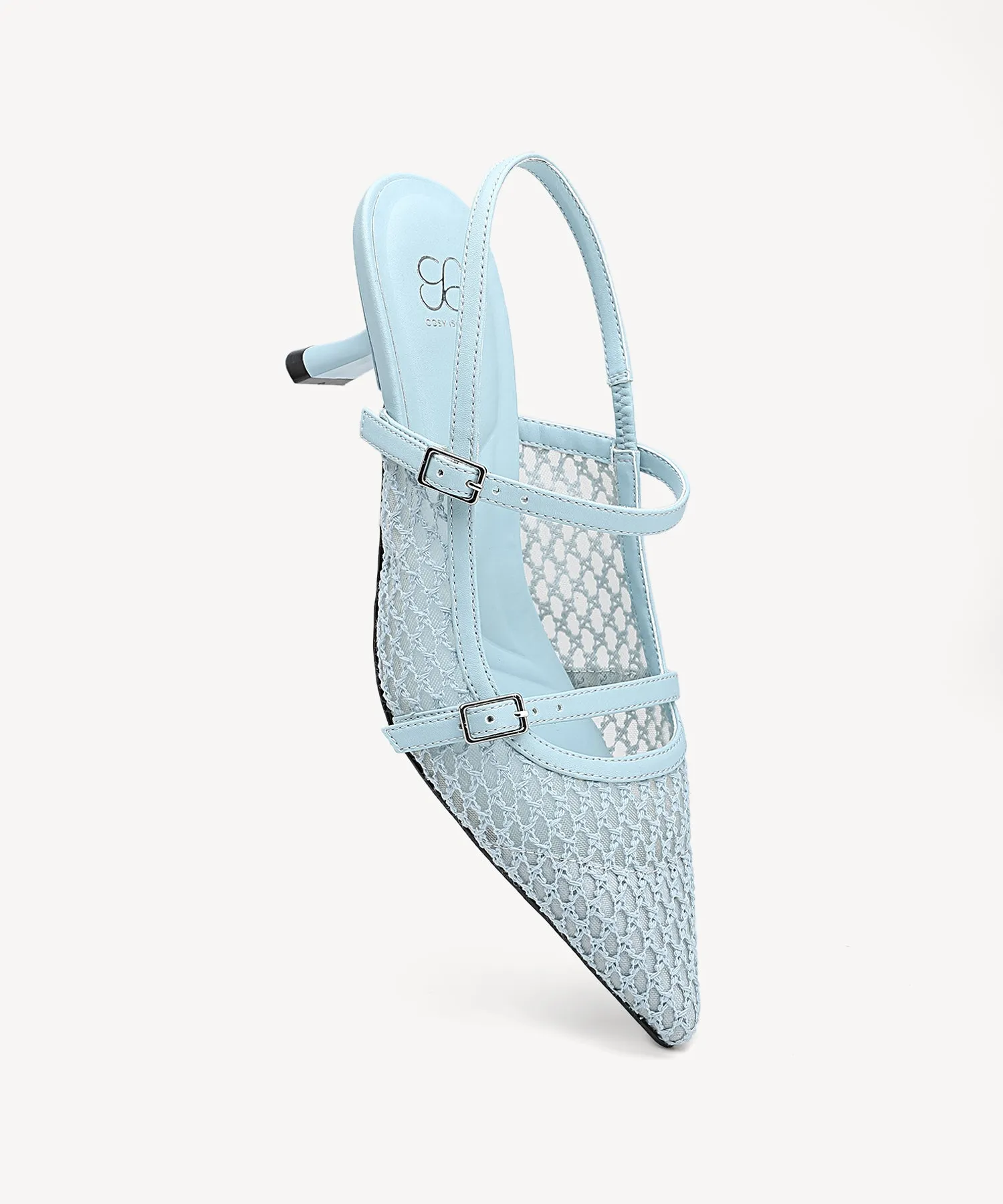 Airy Mesh Pointed Toe Heeled Slingback
