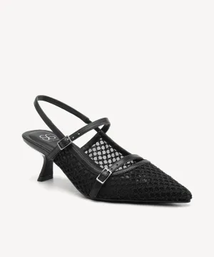 Airy Mesh Pointed Toe Heeled Slingback
