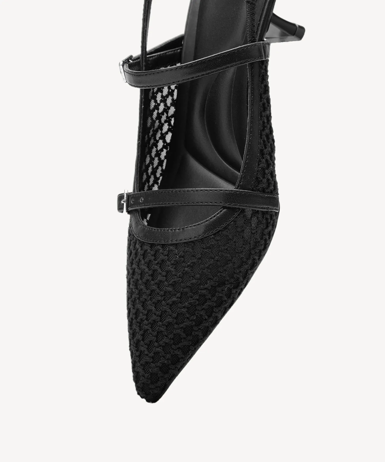 Airy Mesh Pointed Toe Heeled Slingback