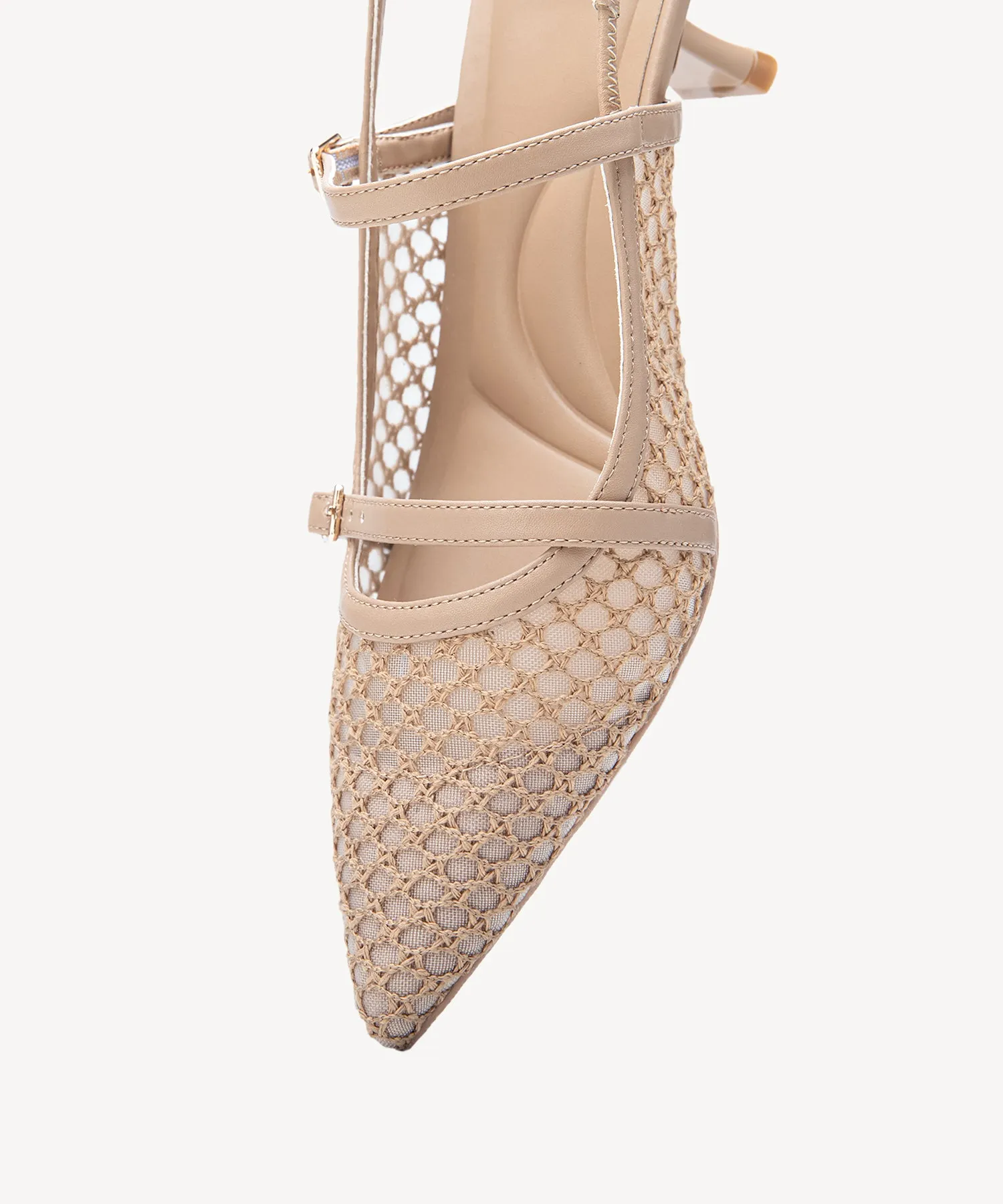 Airy Mesh Pointed Toe Heeled Slingback