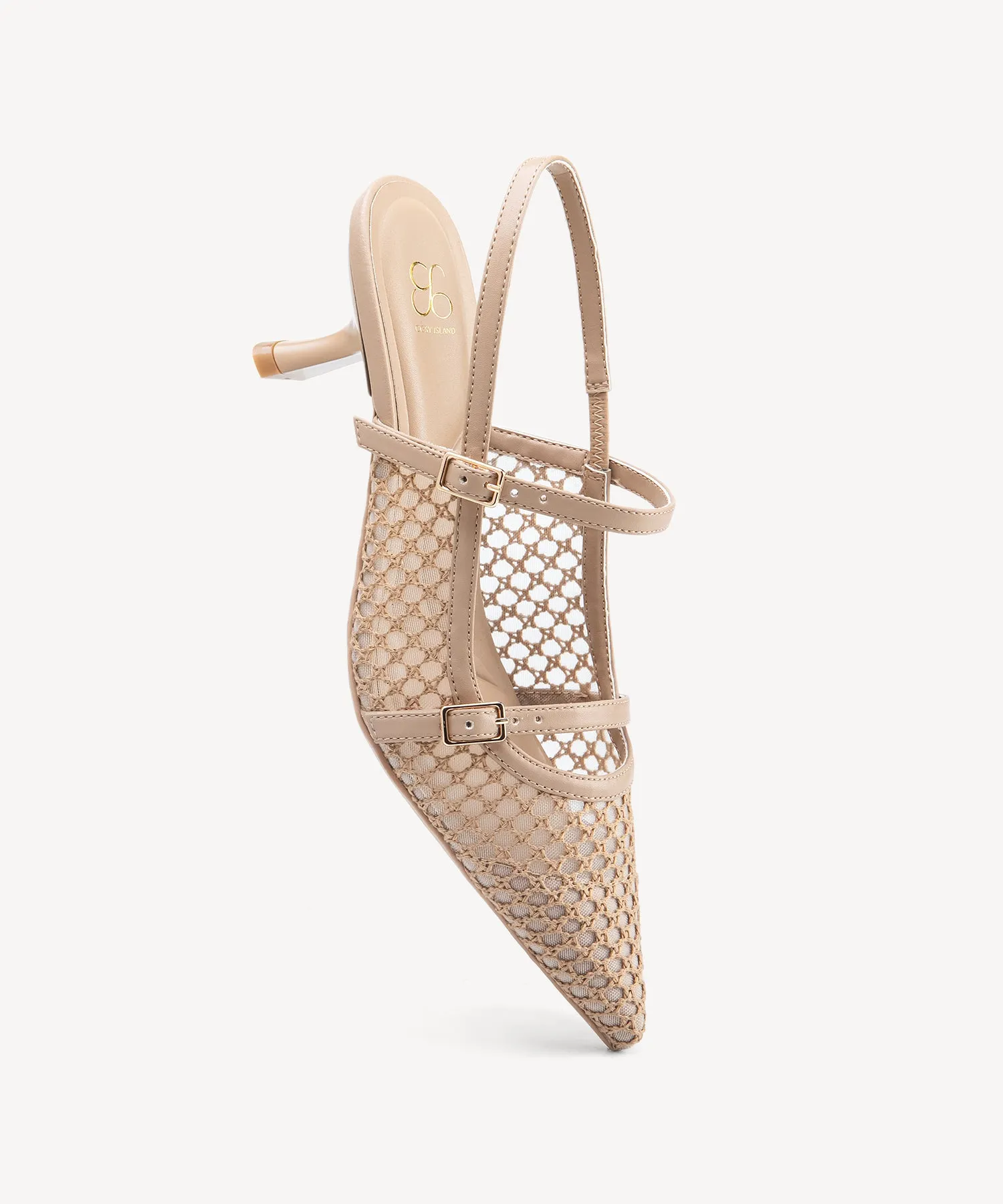 Airy Mesh Pointed Toe Heeled Slingback