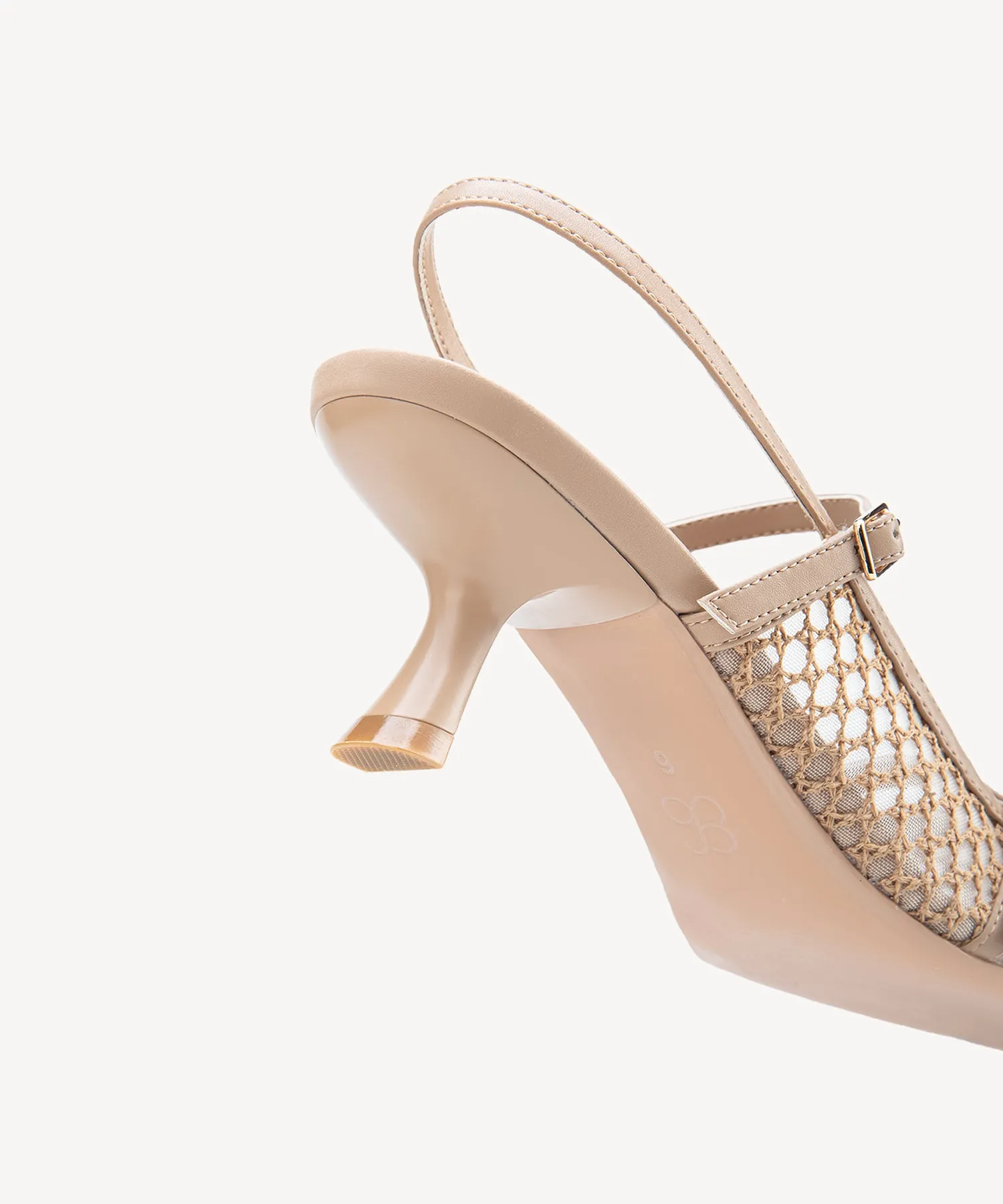 Airy Mesh Pointed Toe Heeled Slingback