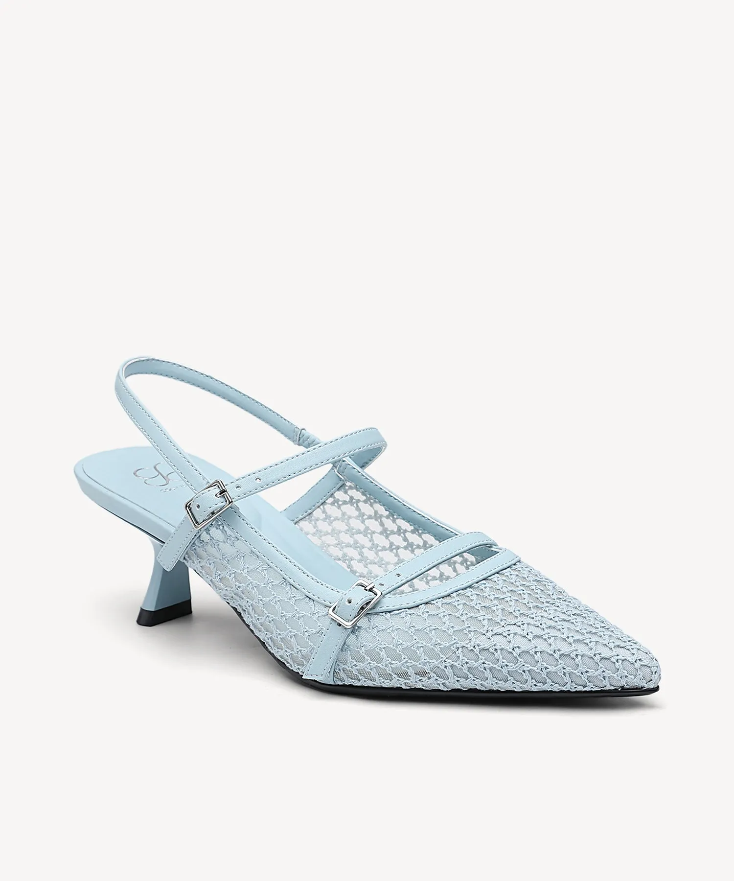 Airy Mesh Pointed Toe Heeled Slingback