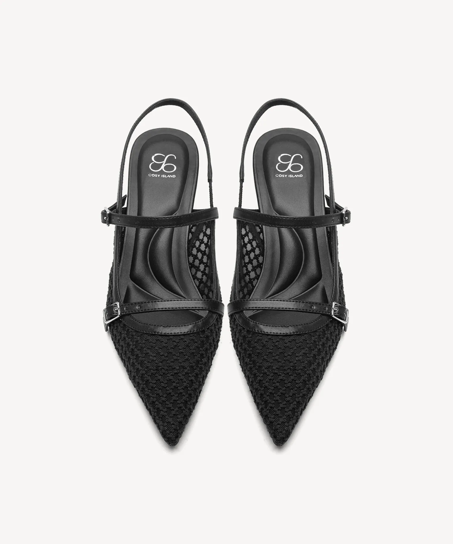 Airy Mesh Pointed Toe Heeled Slingback