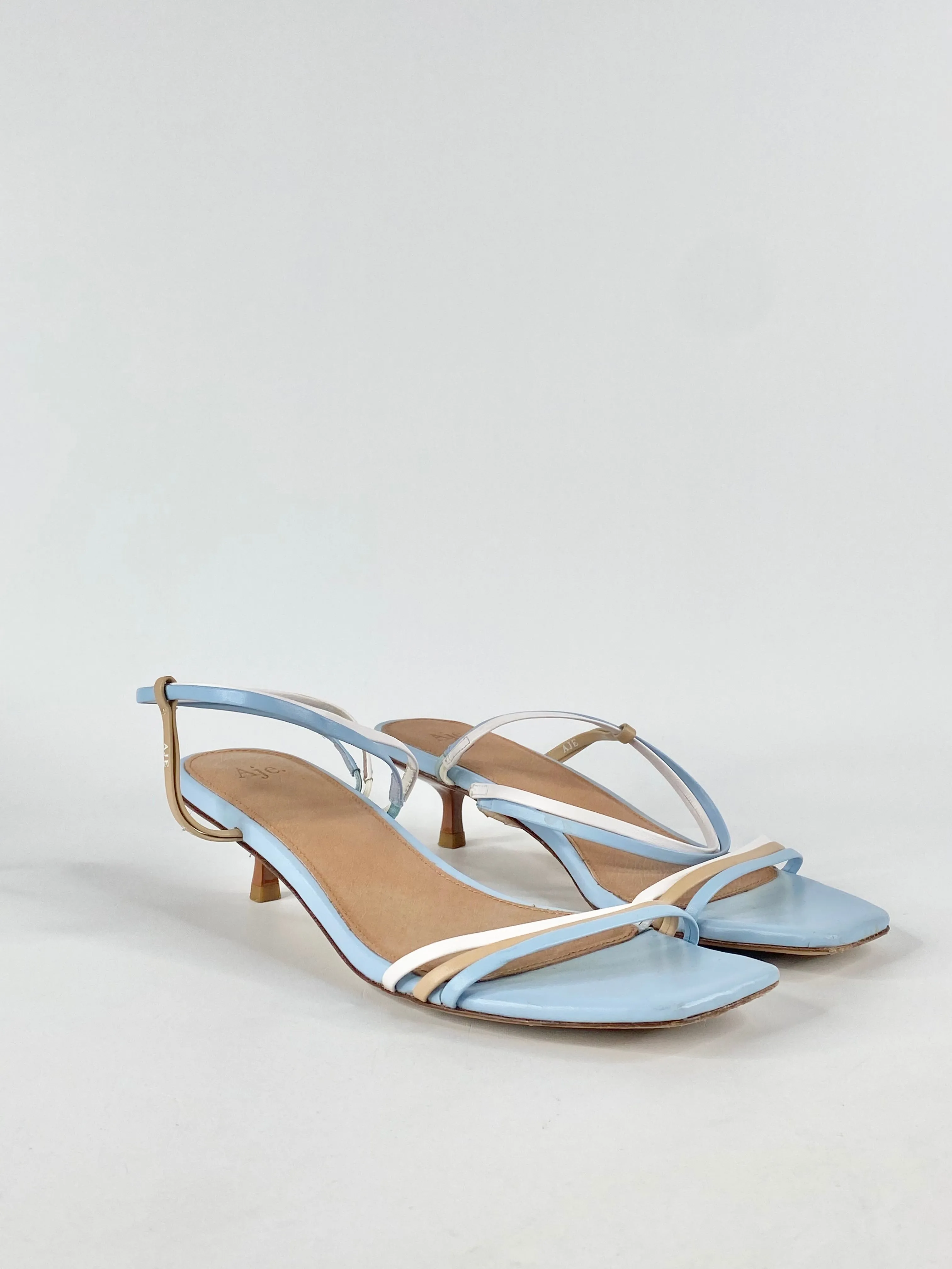 Aje Sky Blue Square Tip Sandals - EU37