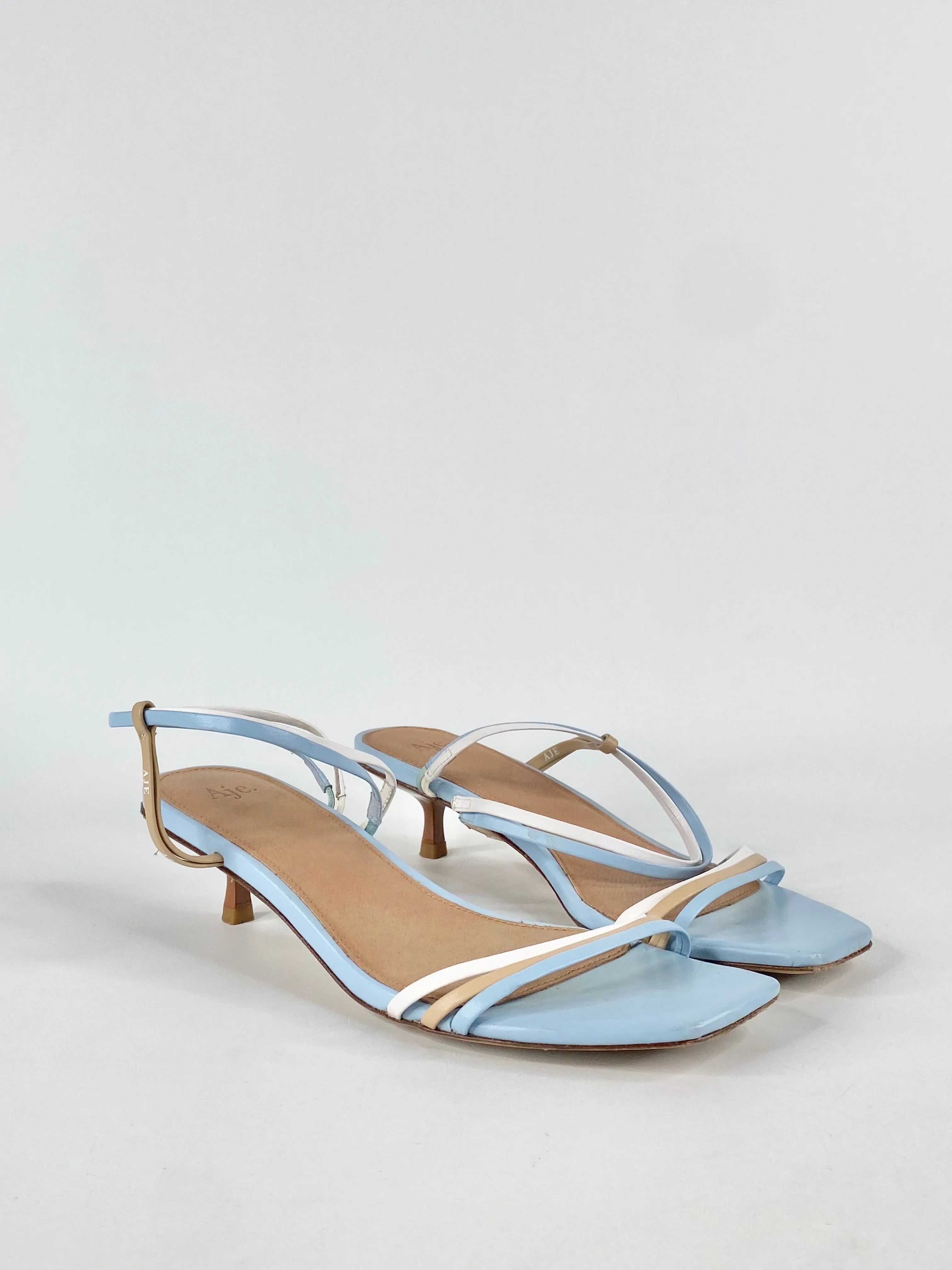Aje Sky Blue Square Tip Sandals - EU37