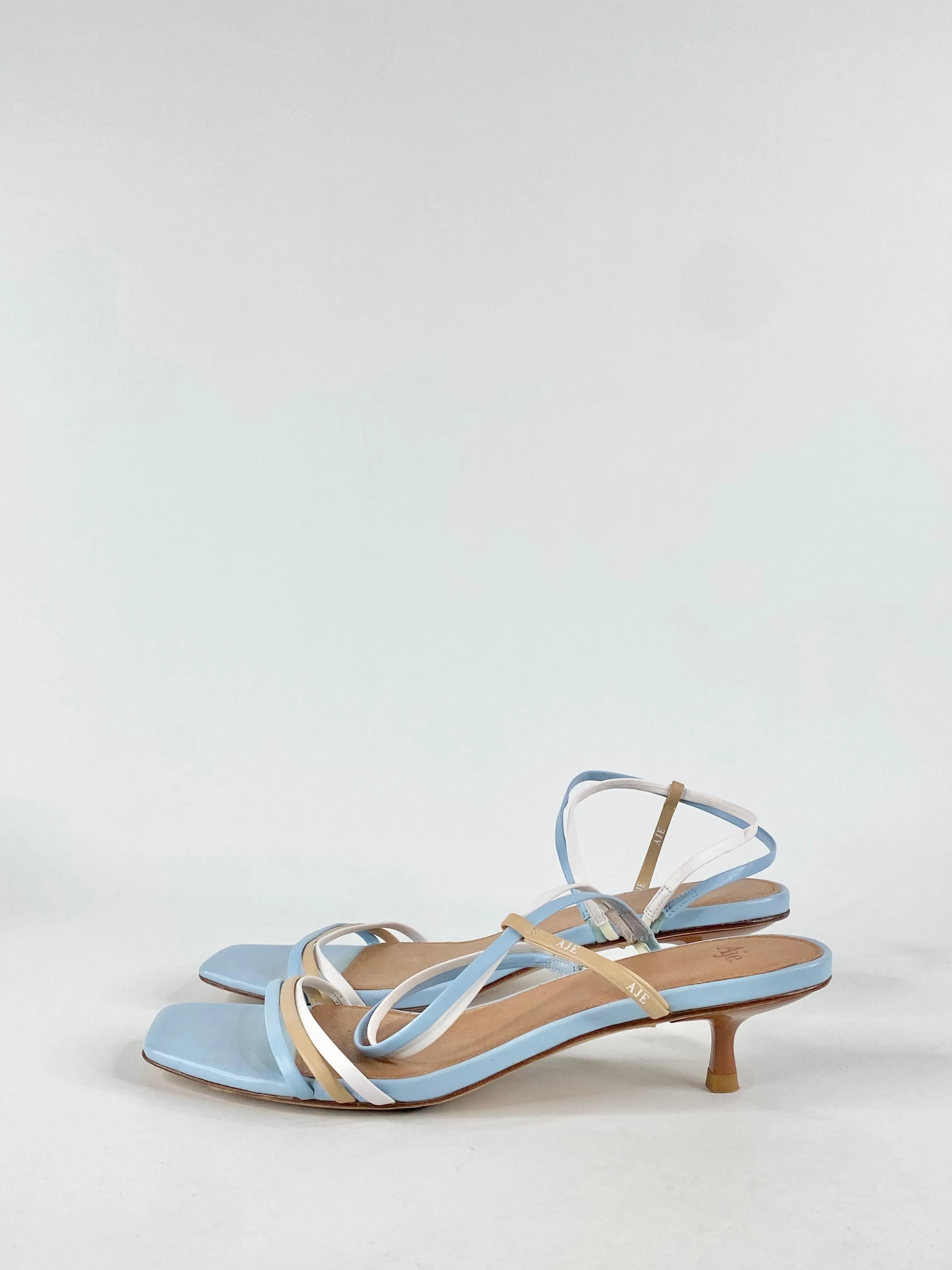 Aje Sky Blue Square Tip Sandals - EU37