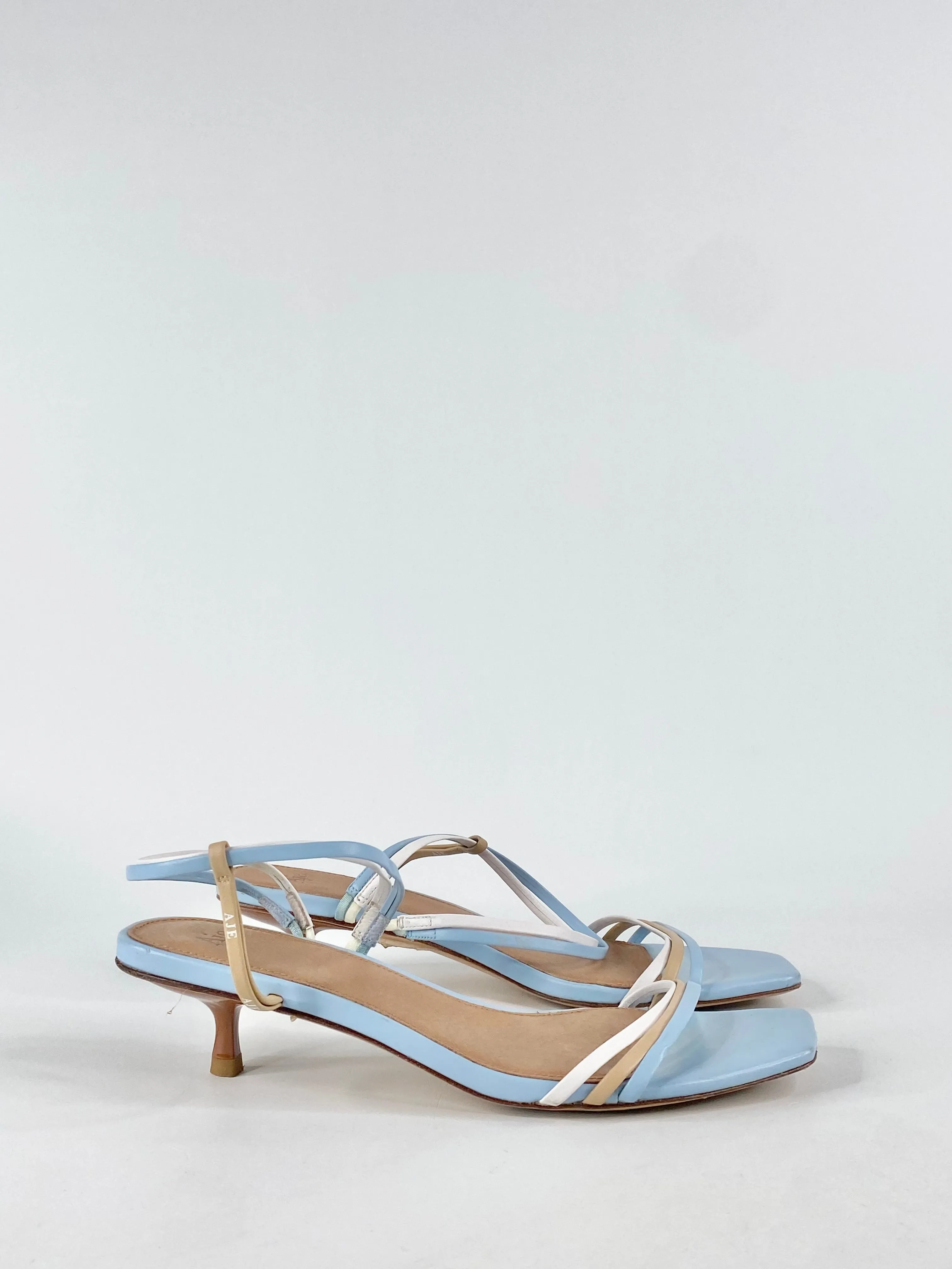 Aje Sky Blue Square Tip Sandals - EU37