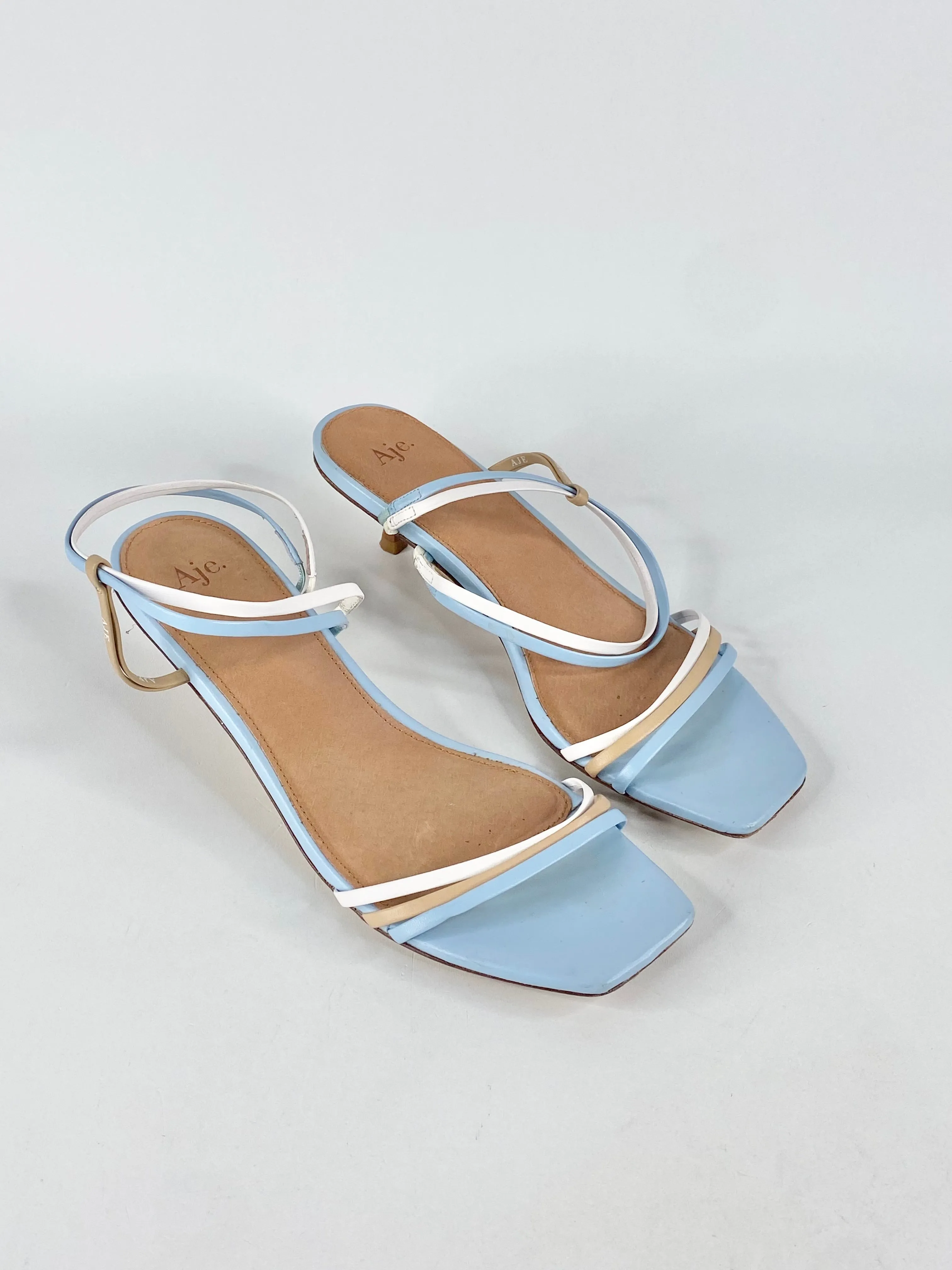 Aje Sky Blue Square Tip Sandals - EU37