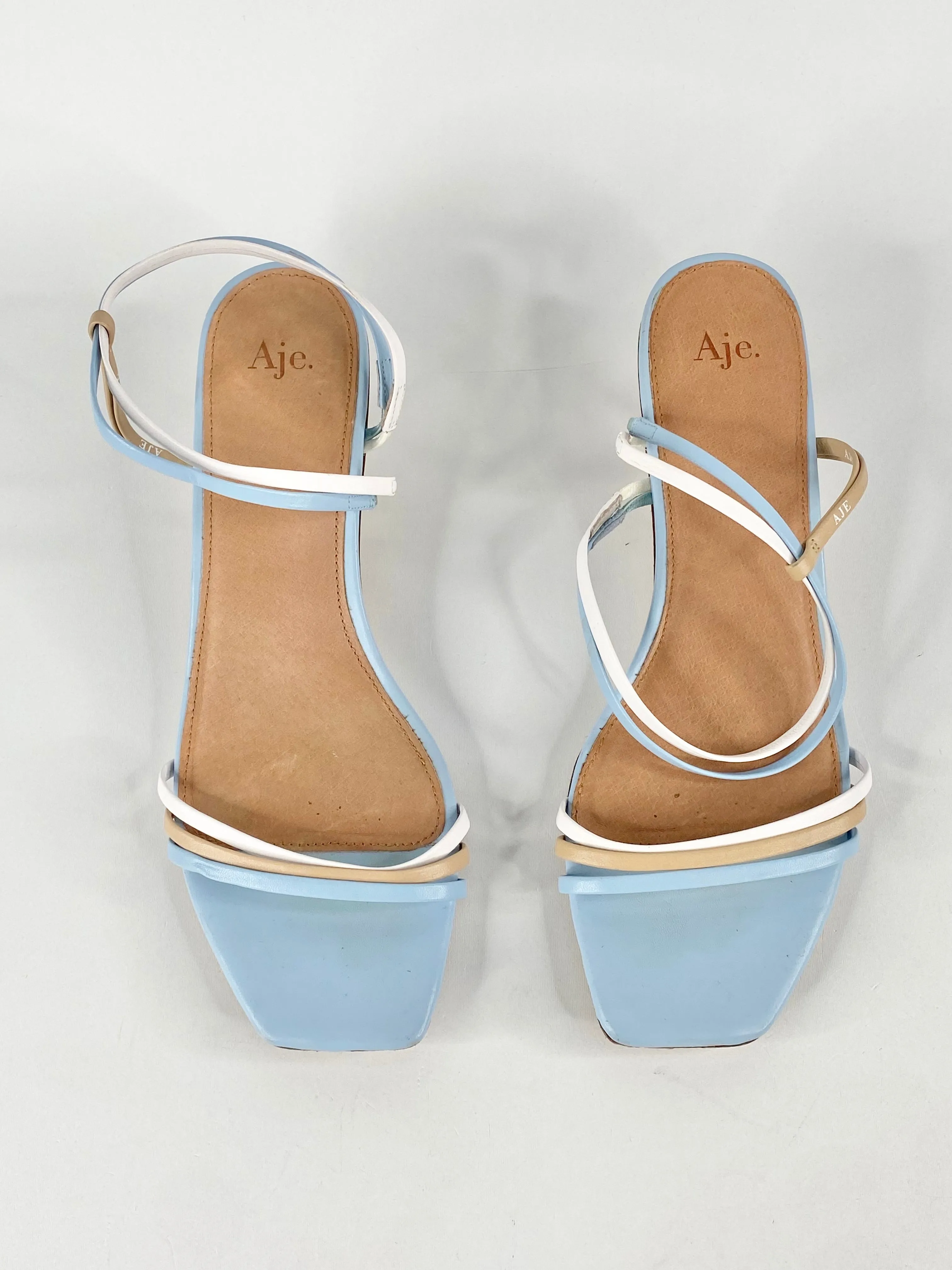 Aje Sky Blue Square Tip Sandals - EU37