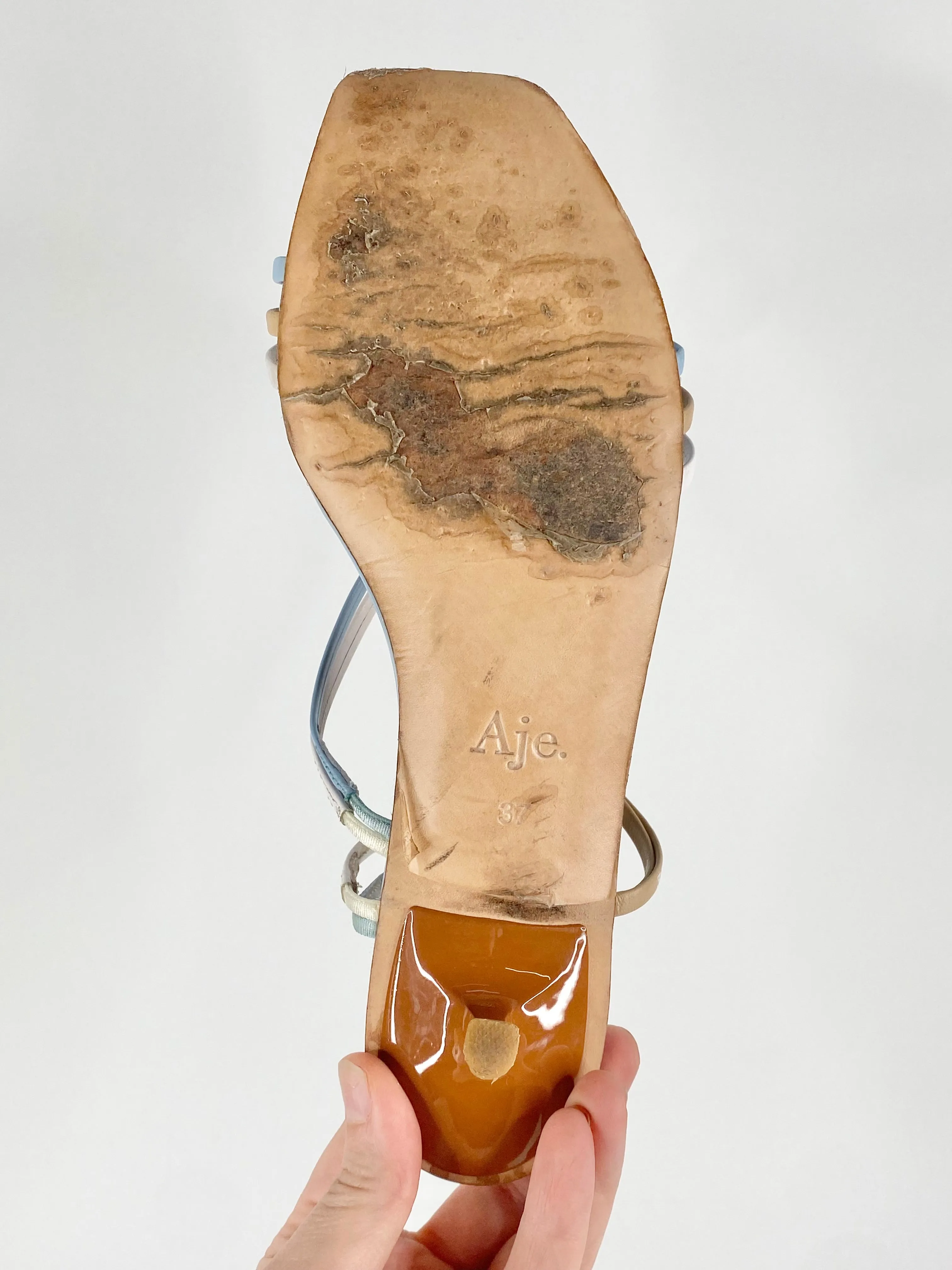 Aje Sky Blue Square Tip Sandals - EU37
