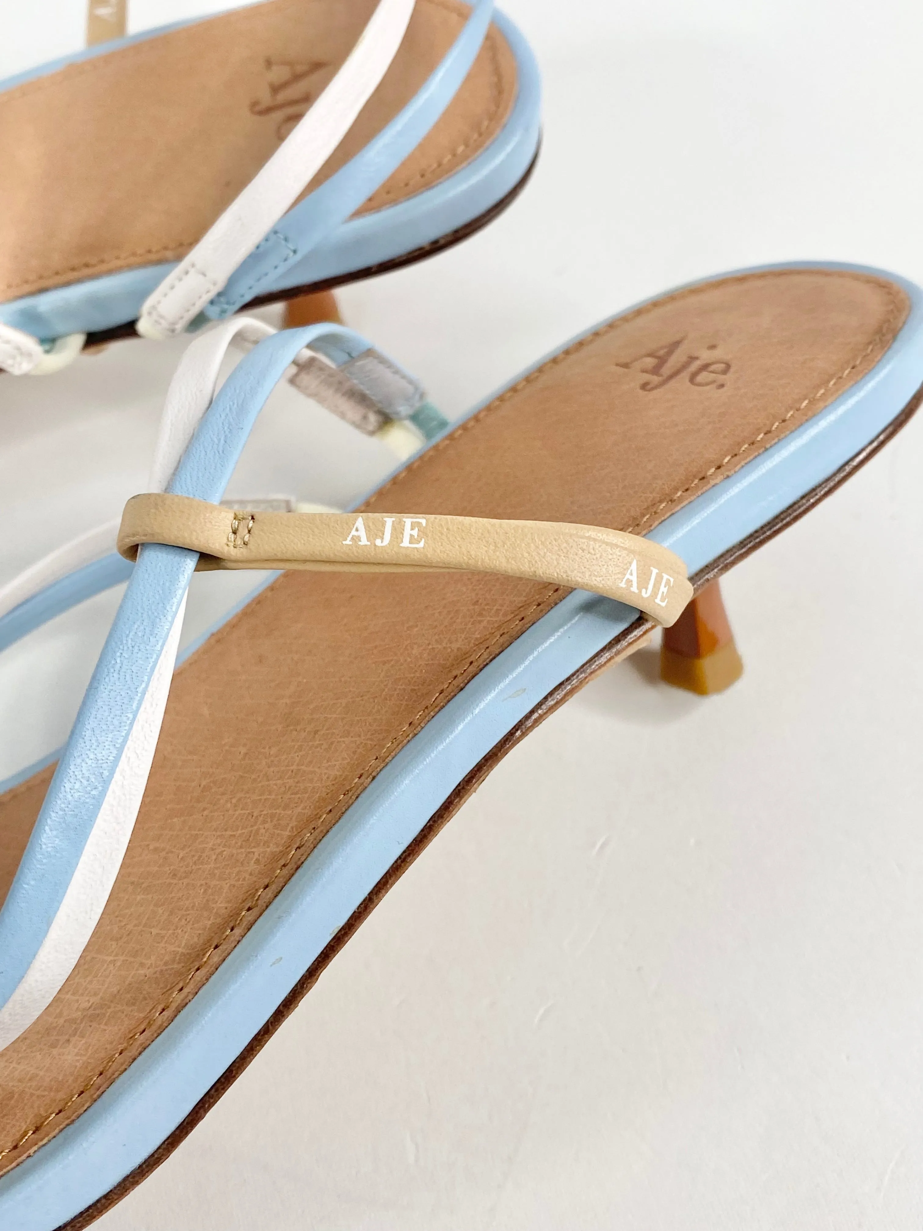 Aje Sky Blue Square Tip Sandals - EU37