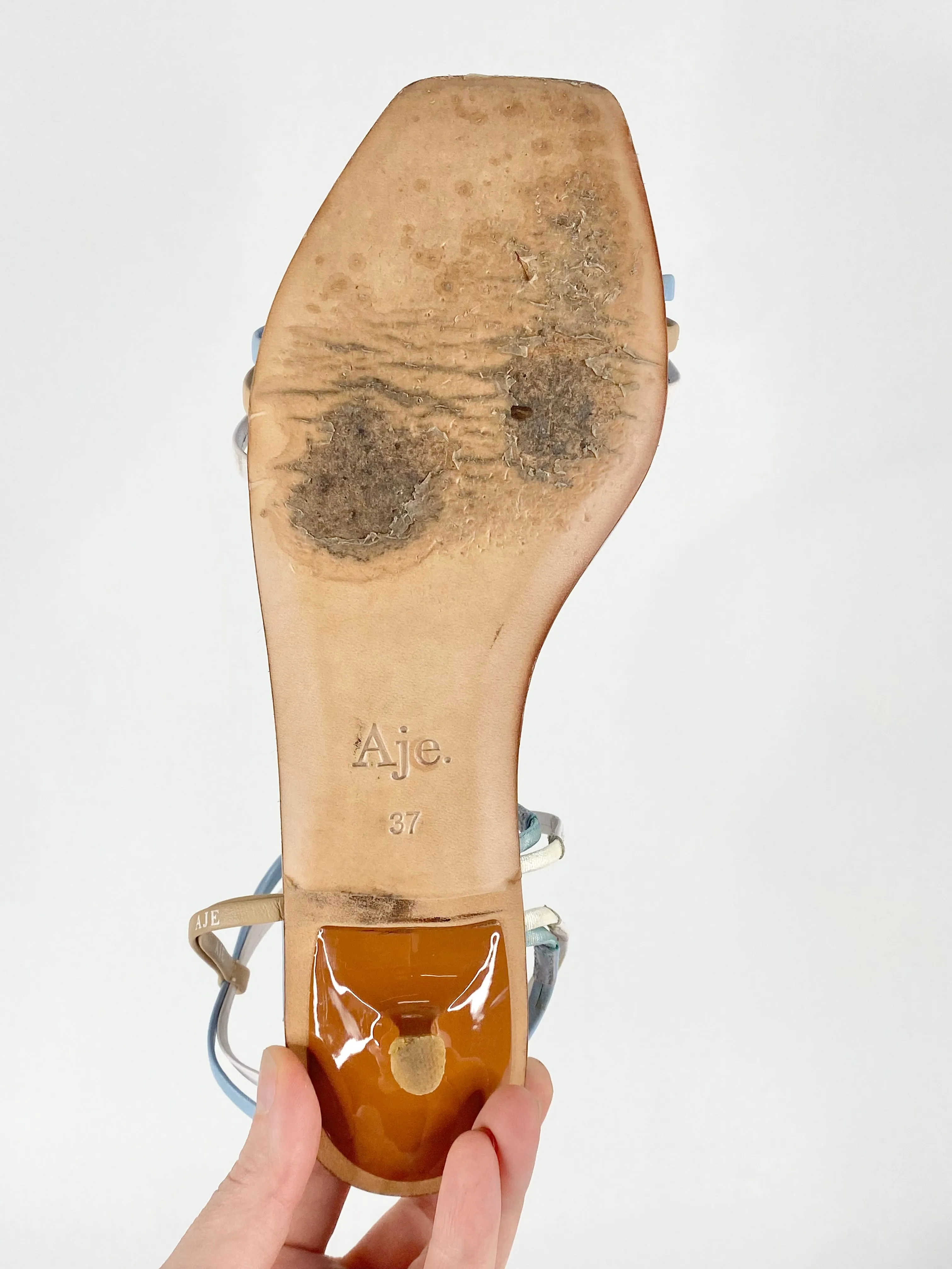Aje Sky Blue Square Tip Sandals - EU37