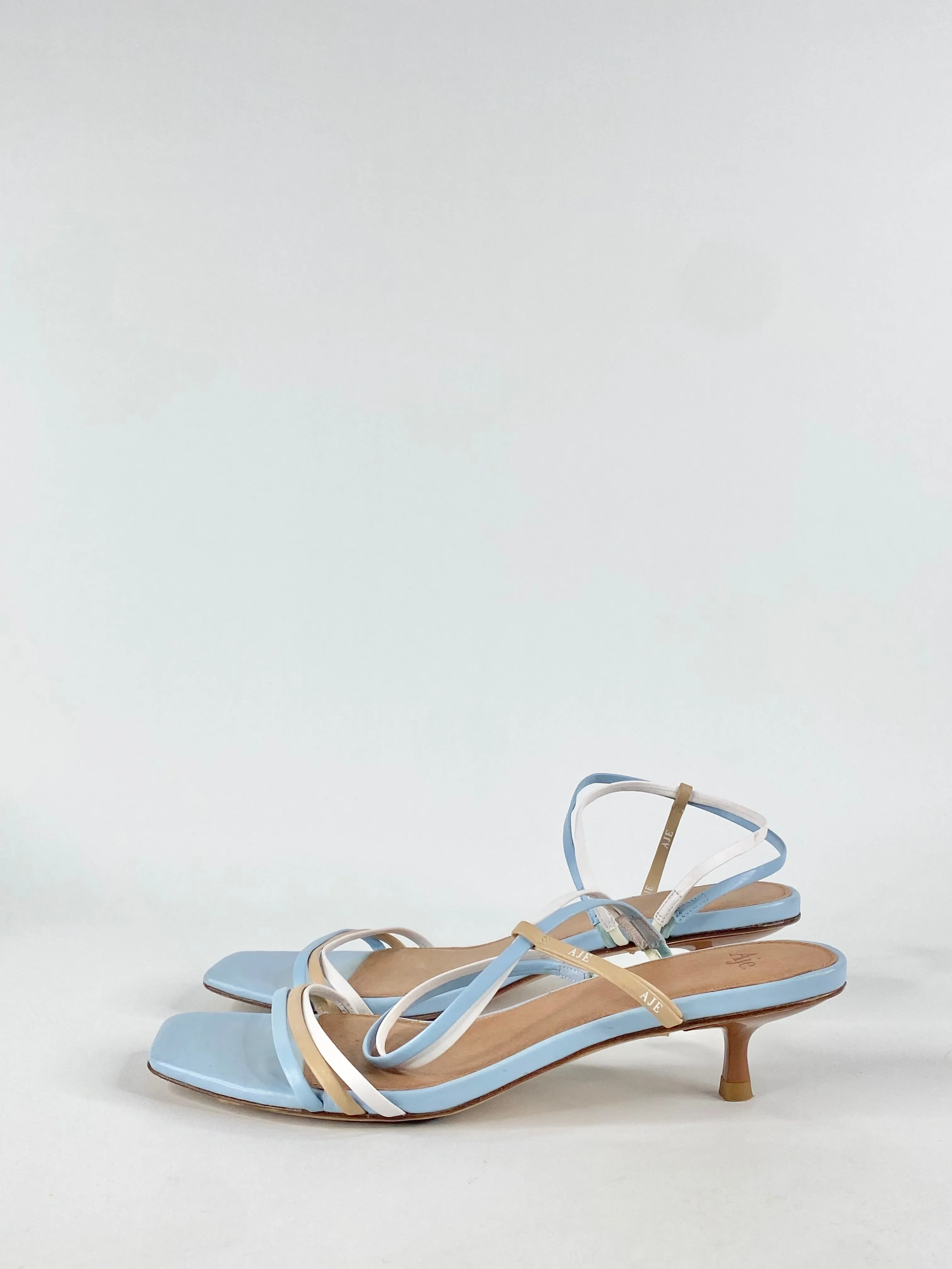 Aje Sky Blue Square Tip Sandals - EU37