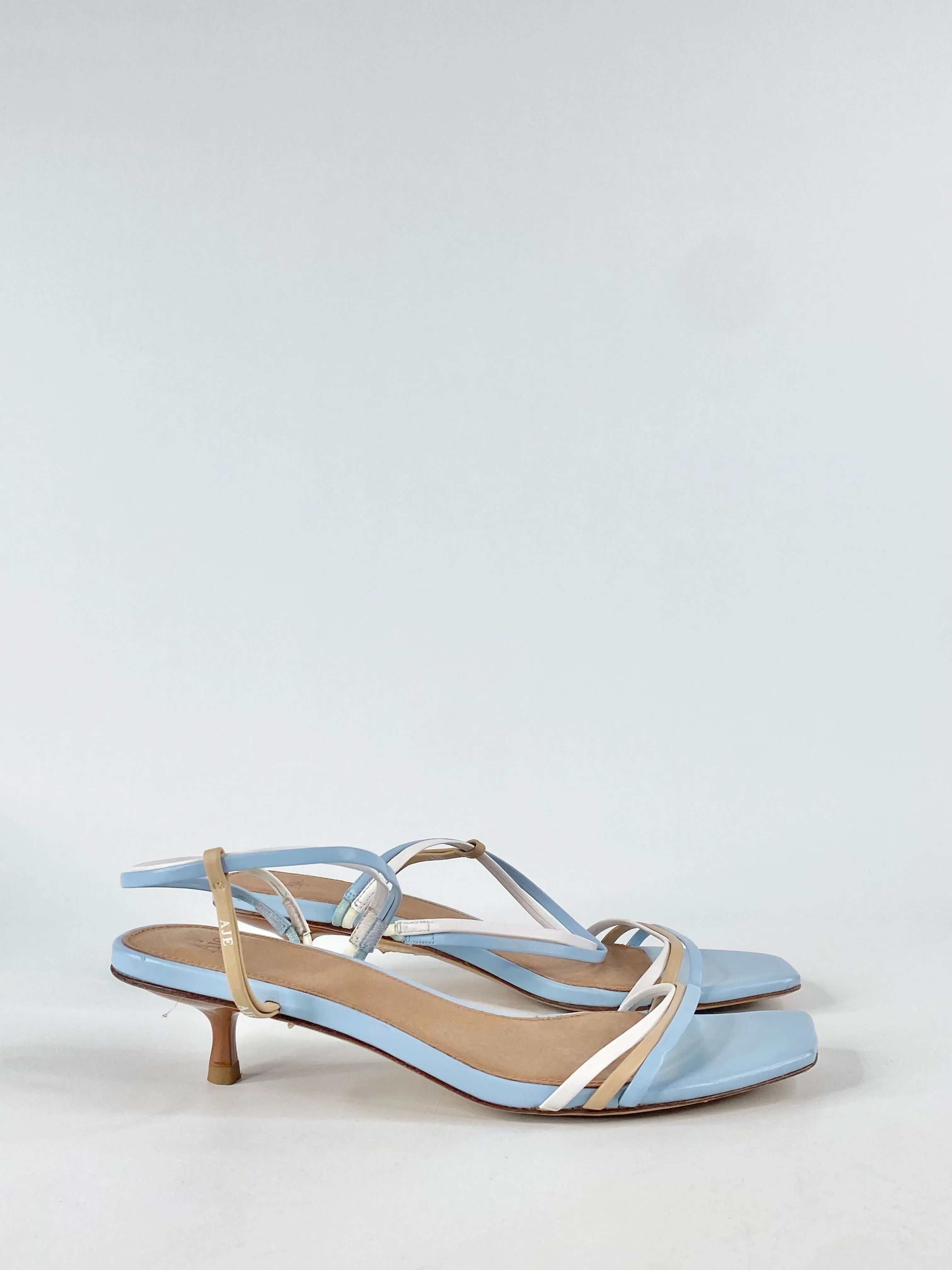 Aje Sky Blue Square Tip Sandals - EU37