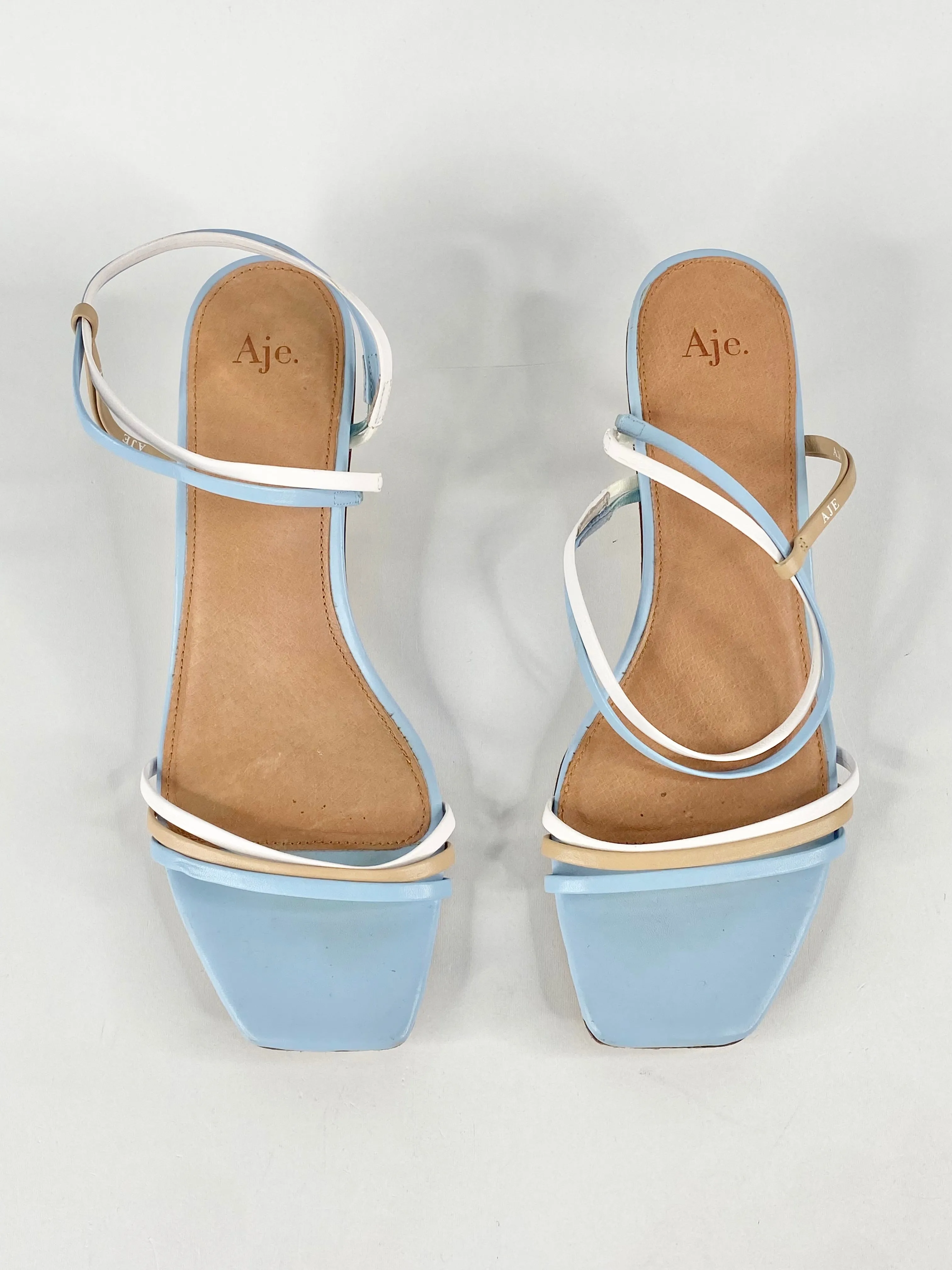 Aje Sky Blue Square Tip Sandals - EU37