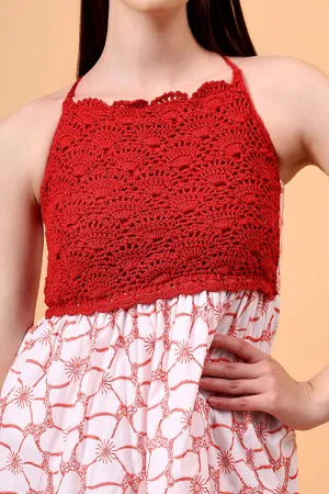 Ajoobaa " Valentine" Schiffli Crochet Dress