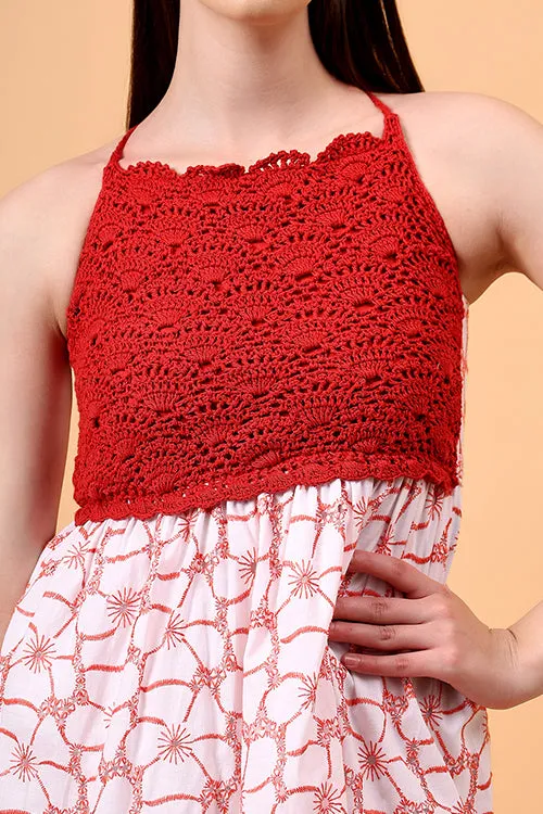 Ajoobaa " Valentine" Schiffli Crochet Dress