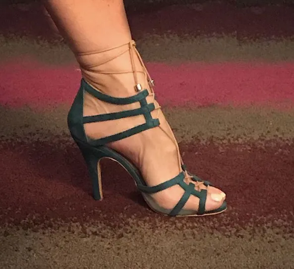 Aleeya - Adjustable Suede and Mesh Dress and Dance Sandal (Street Sole)