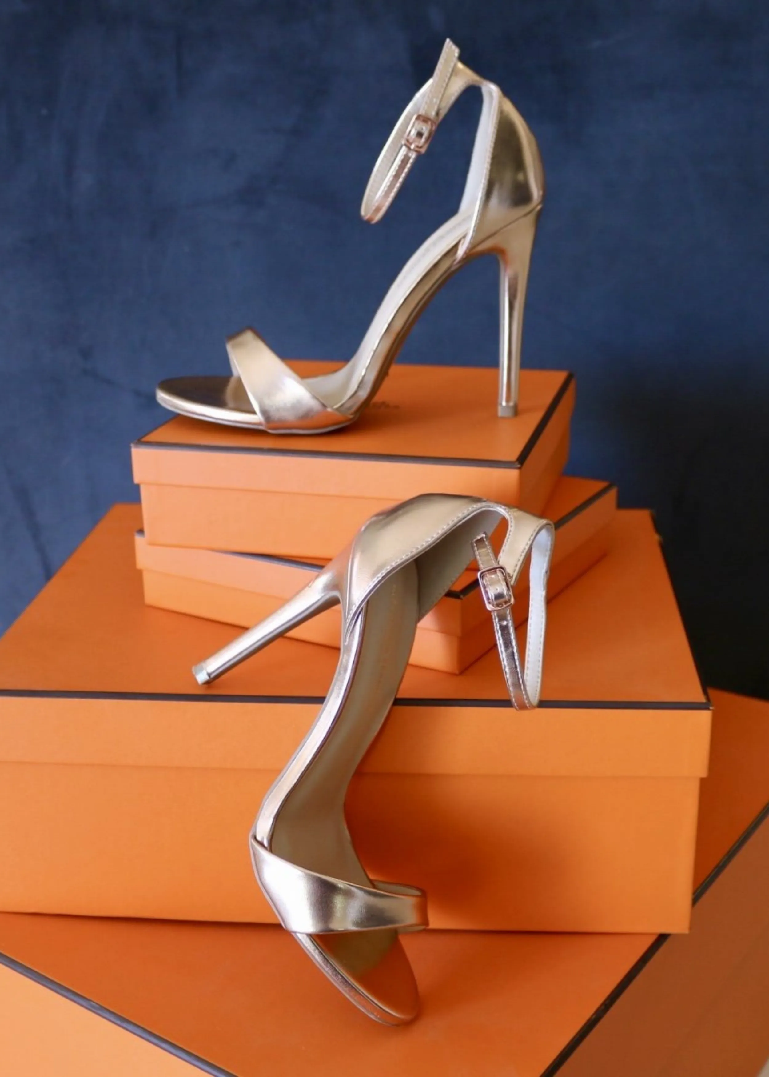 Ali Rose Gold Strappy Heels