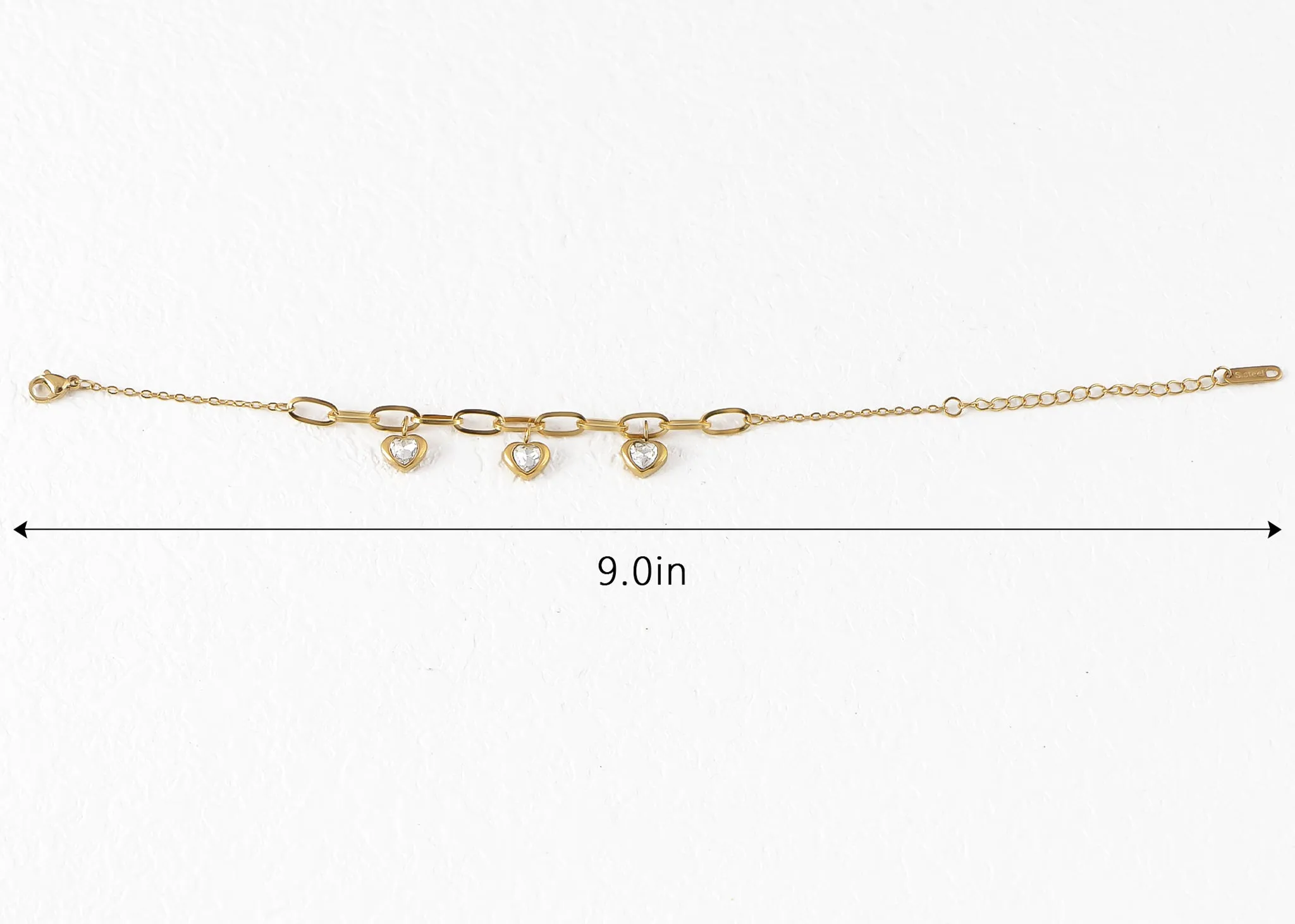 Alilang Golden Tone Sparkly Crystal Rhinestones Love Heart Chain Link Bracelet for Women