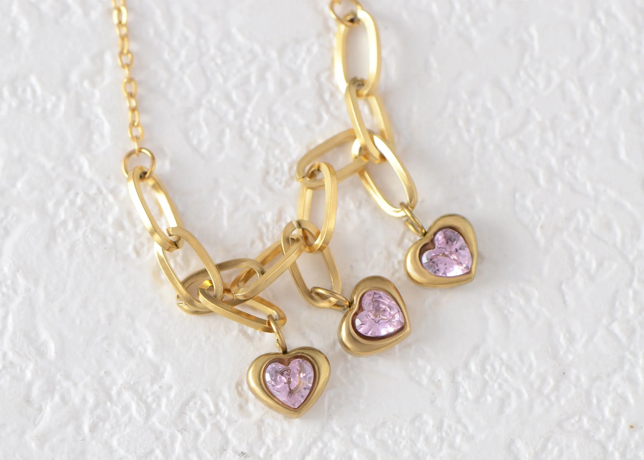 Alilang Golden Tone Sparkly Crystal Rhinestones Love Heart Chain Link Bracelet for Women