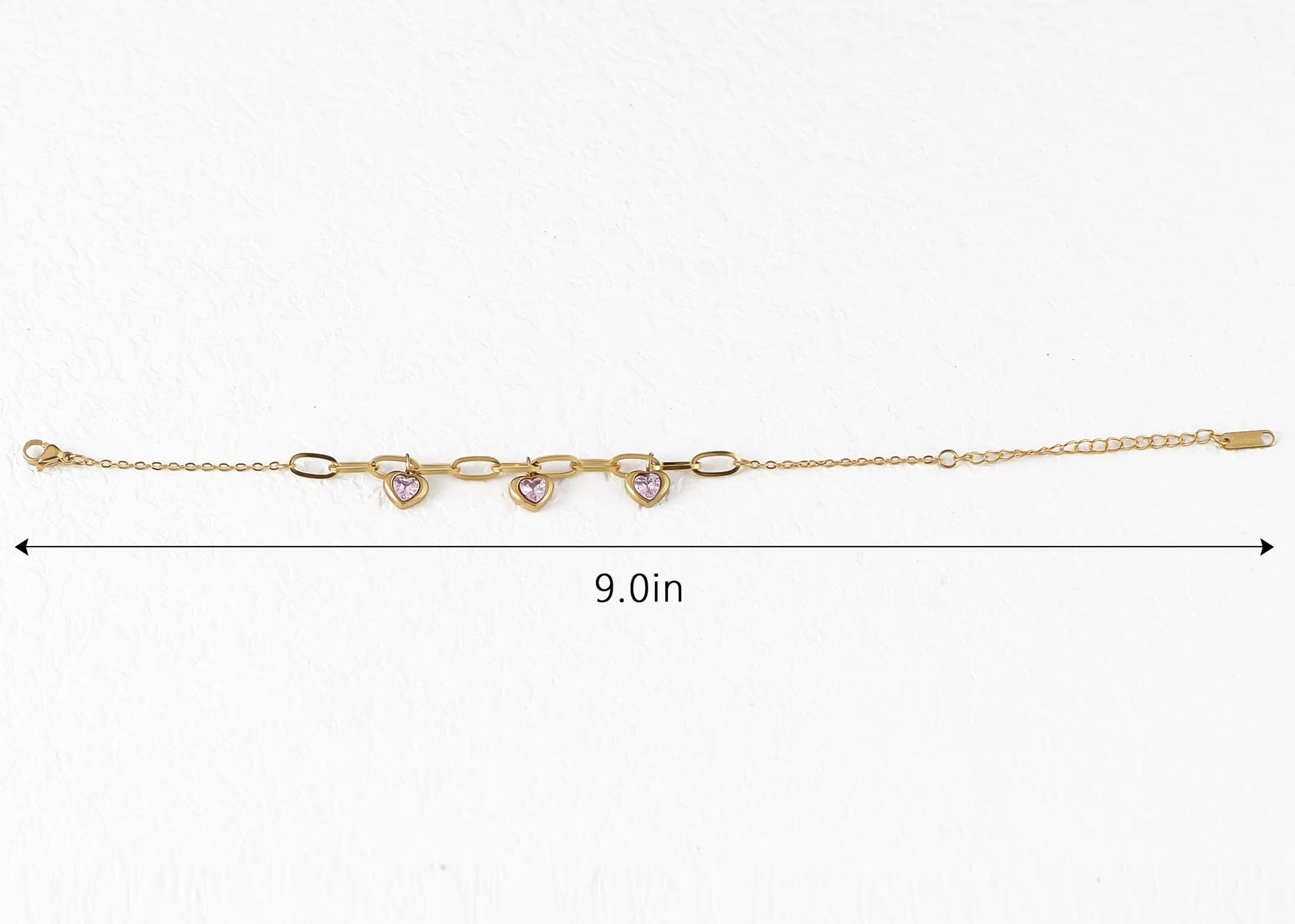 Alilang Golden Tone Sparkly Crystal Rhinestones Love Heart Chain Link Bracelet for Women